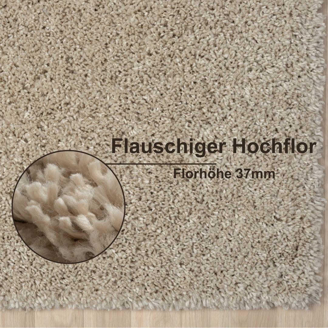 Myflair Möbel & Accessoires Hochflor-Läufer »My Shaggy«, rechteckig, 37 mm Höhe, Shaggy, Uni Farben, leicht glänzend, Microfaser, extra flauschig