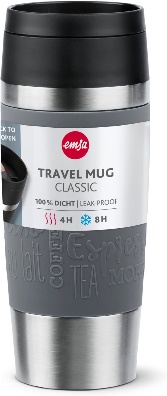 Emsa Thermobecher »Travel Mug Classic, mit 360°-Trinköffnung, auslaufsicher, rutschfest« 4h heiß, 8h kalt - 360 ml / 6h heiß, 12h kalt - 500 ml, 100% dicht