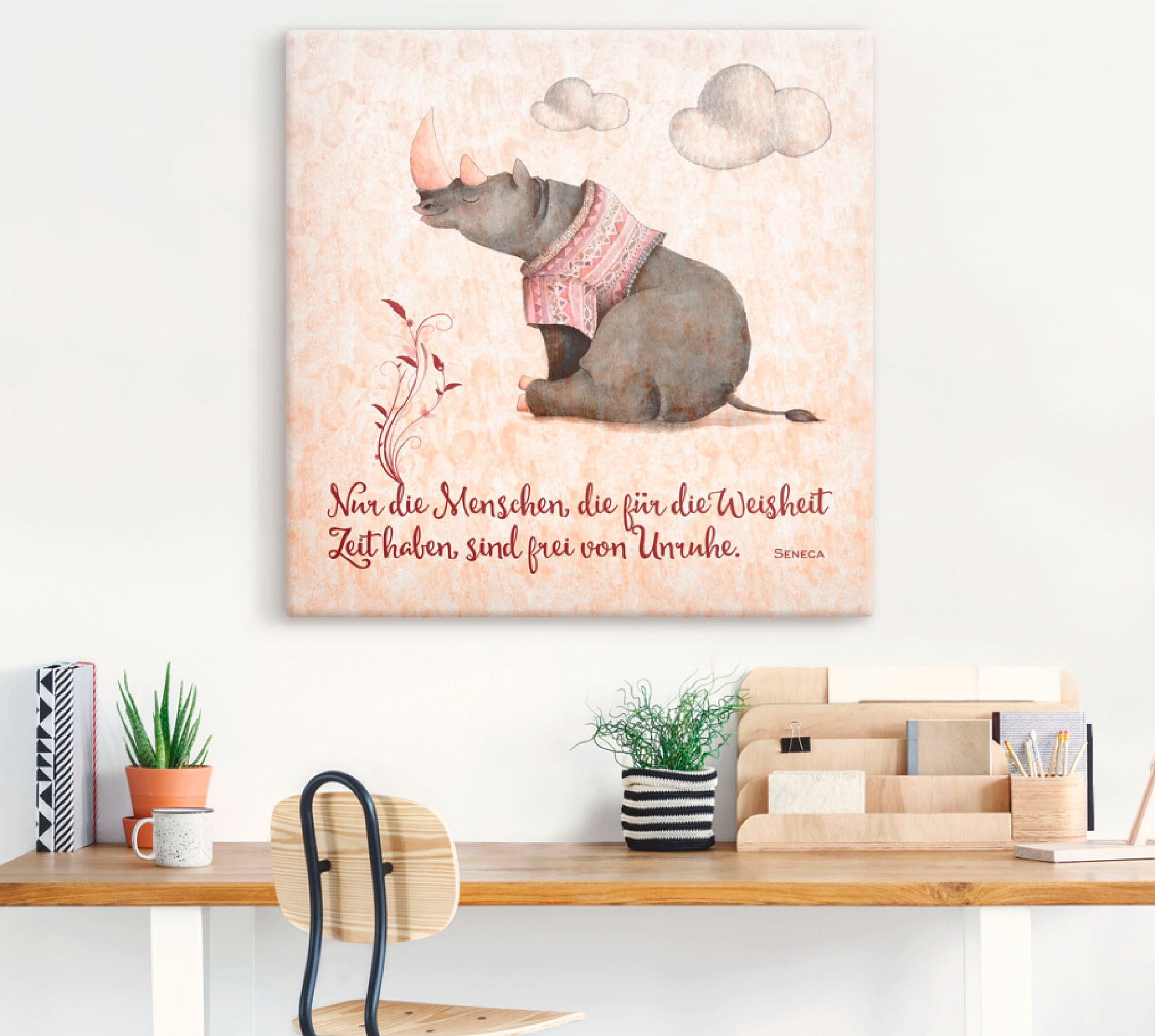 Artland Leinwandbild »Lebensweisheit Zeit« Tiere 1 Stk. tlg. auf Holzrahmen gespannt