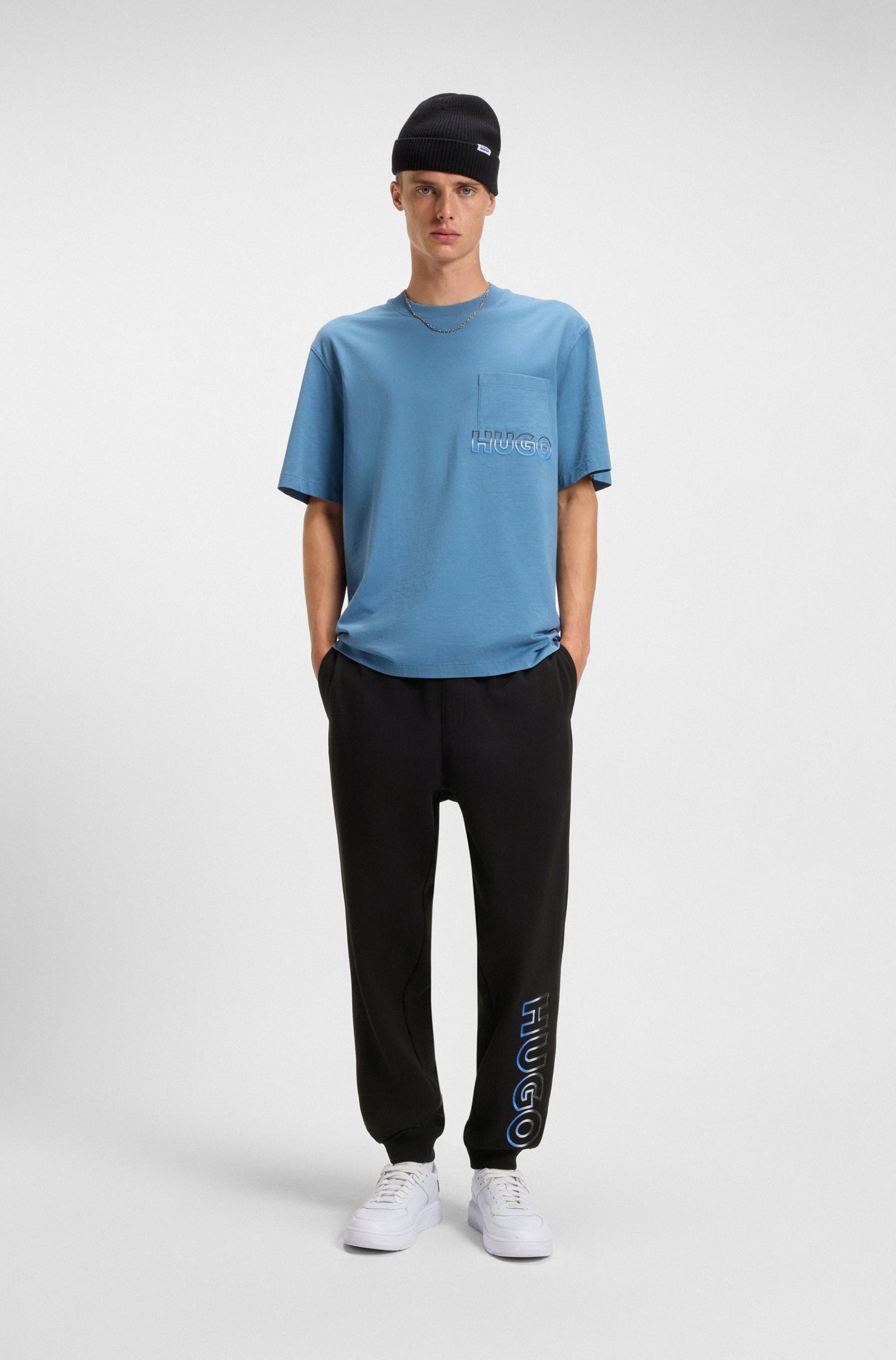 HUGO Blue Sweathose »Nogtro«, elastischer Bund, regular fit, Saumbündchen, Logodruck