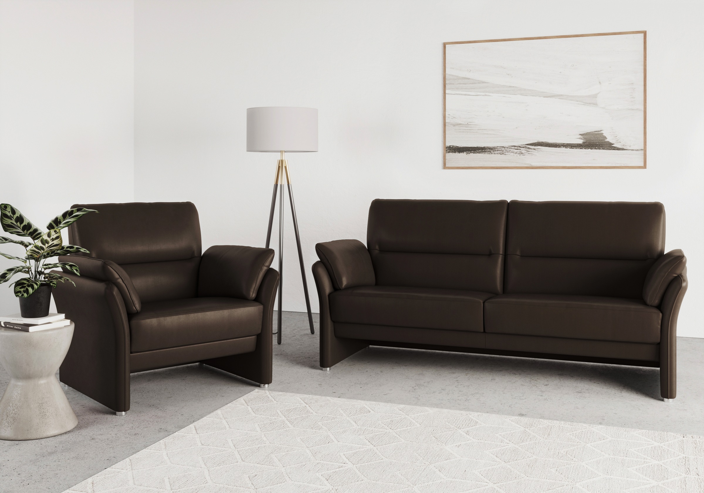 DOMO collection Sessel »Pina elegant und zeitloser Clubsessel, bequemer Cocktailsessel«, Hoher Sitzkomfort, Luxus-Microfaser Lederoptik, braun