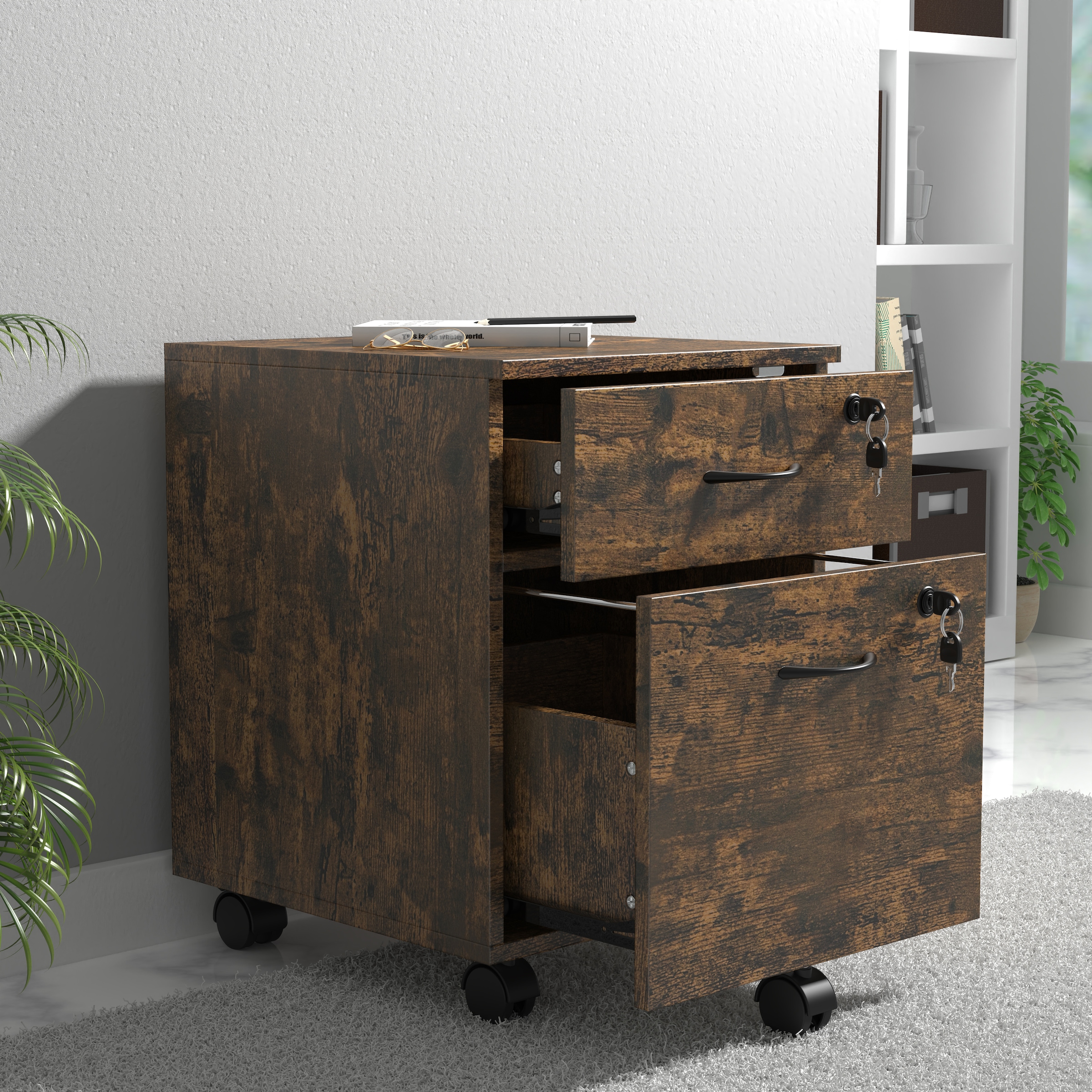 VCM Container »VCM Rollcontainer | Beistellcontainer mit zwei Schubladen | Maße ca. H. 55 x B. 40 x T. 44 cm | Bürocontainer abschließbar - Baula M«, (1 St.)