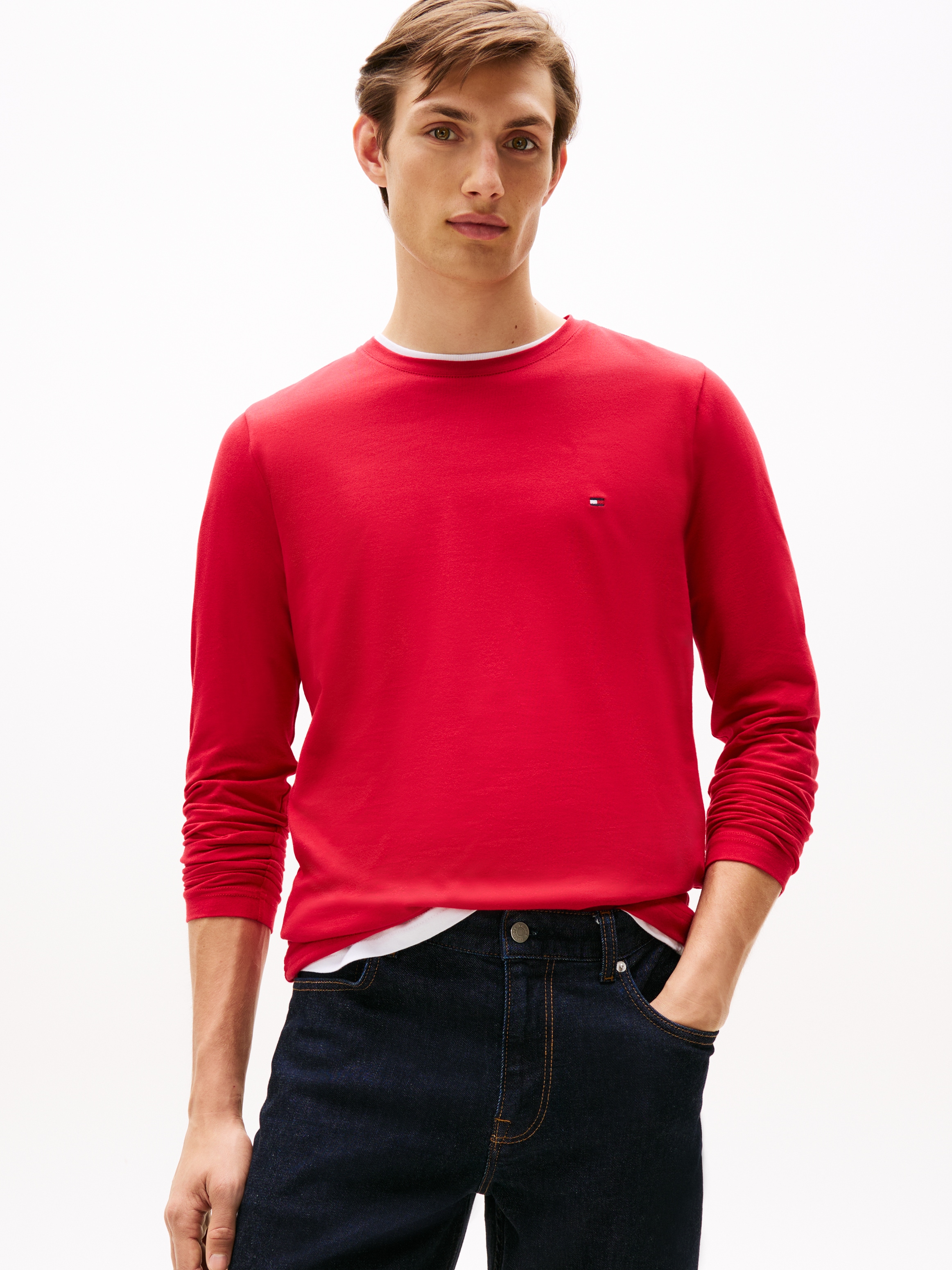 Tommy Hilfiger Langarmshirt »STRETCH SLIM FIT LONG SLEEVE«, aus biologischem Baumwollstretch