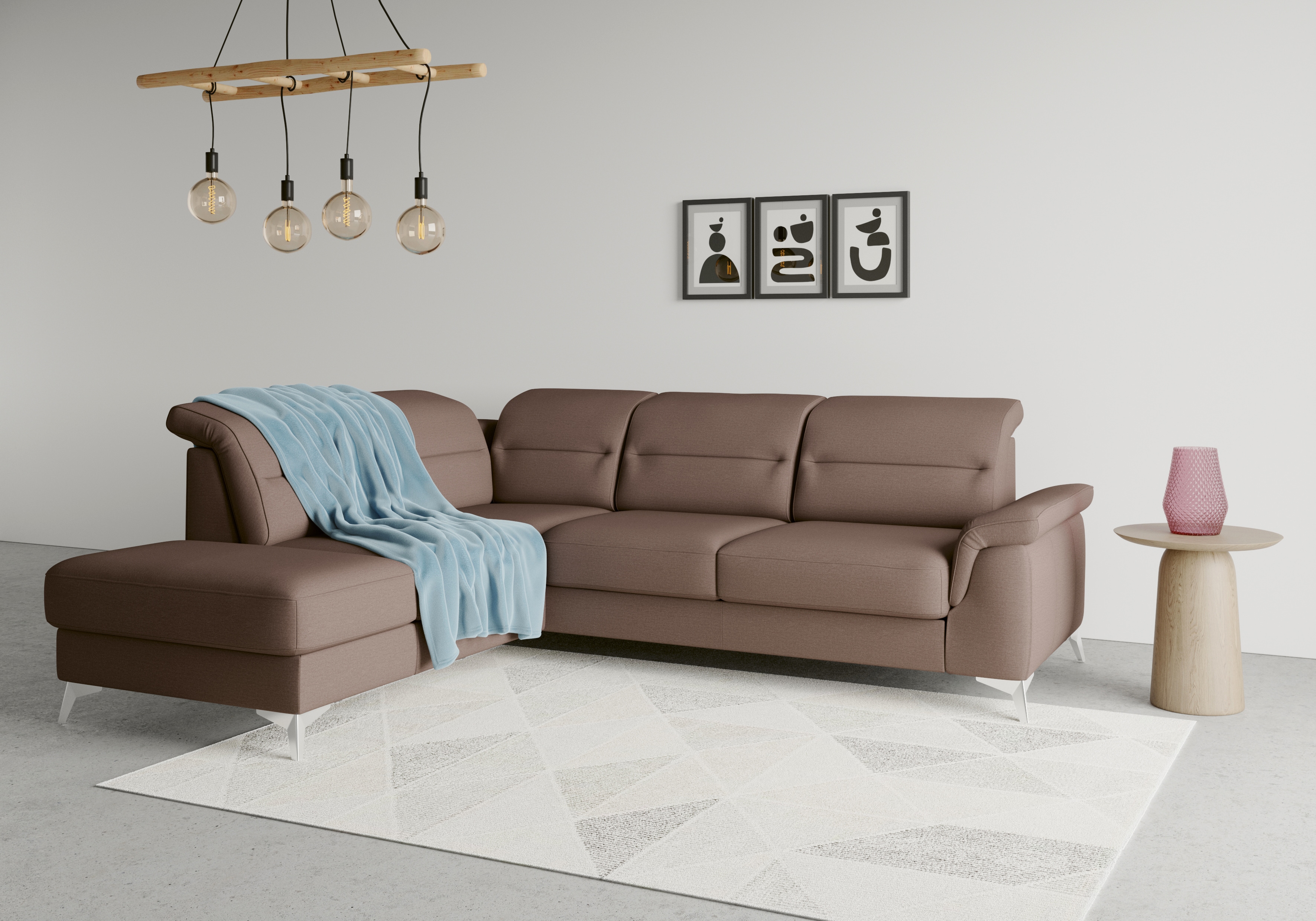 Sit&More Ecksofa »Sinatra L-Form« mit Ottomane in braun, Größe B/H/T: 251 cm x 85 cm x 220 cm