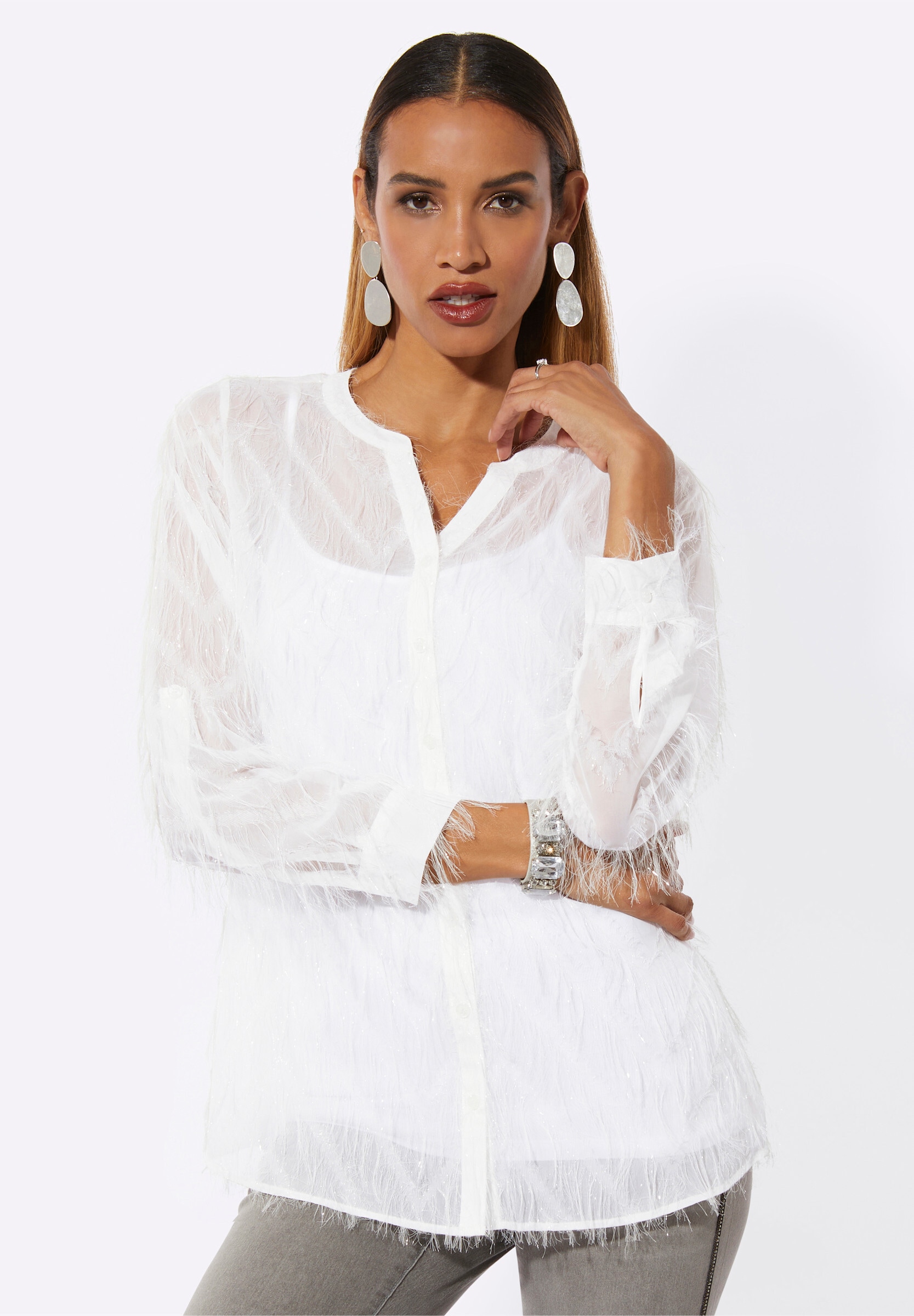 creation L Klassische Bluse »Bluse Langarmbluse mit Krempel-Ärmel«