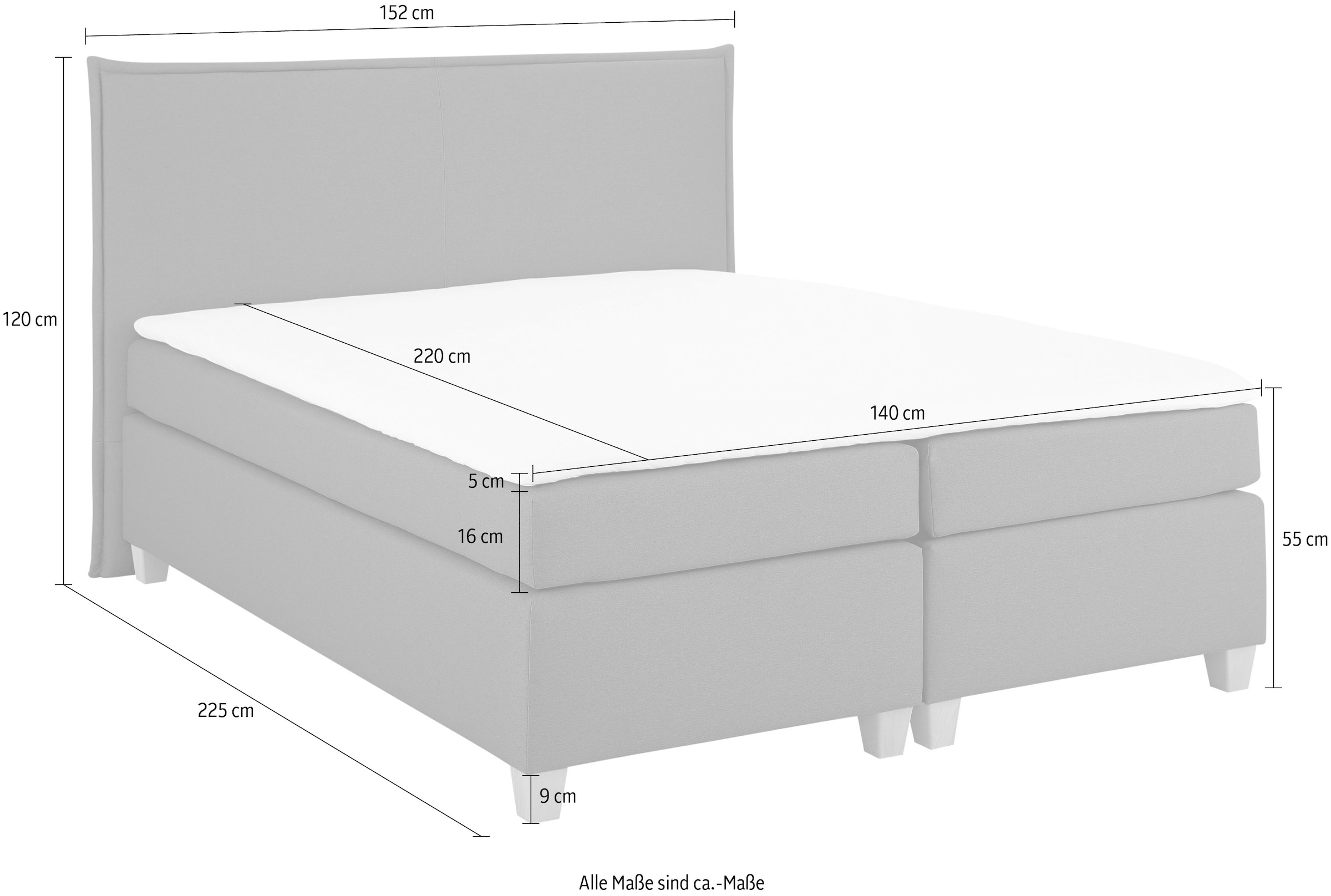 Home affaire Boxspringbett »Houssay«, inkl. Topper, 5 Breiten, 2 Härtegraden auch in Überlänge 220 cm