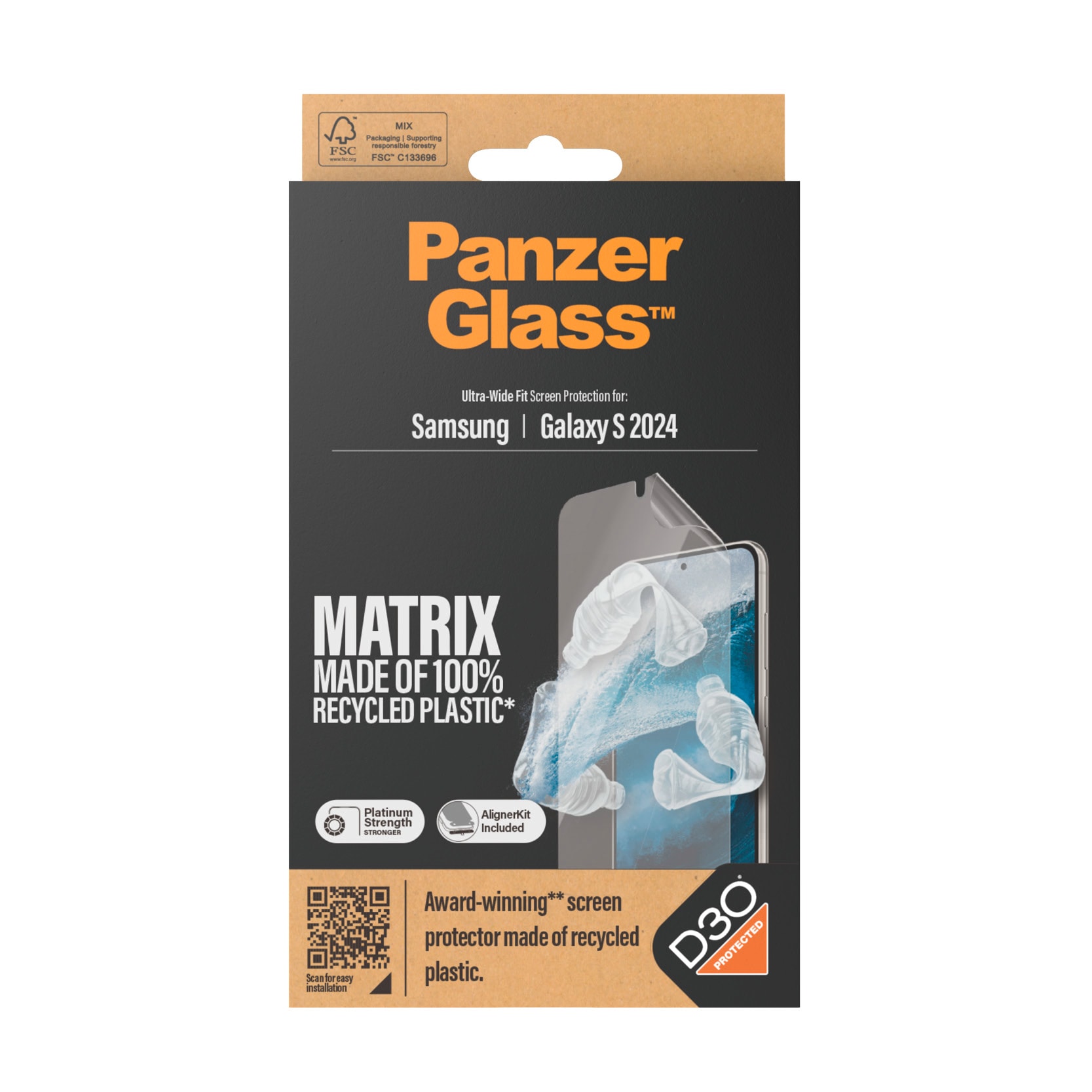 PanzerGlass Displayschutzfolie »Matrix Ultra Wide Fit Screen Protector«, für Samsung Galaxy S24, Displayschutz, stoßfest, kratzbeständig