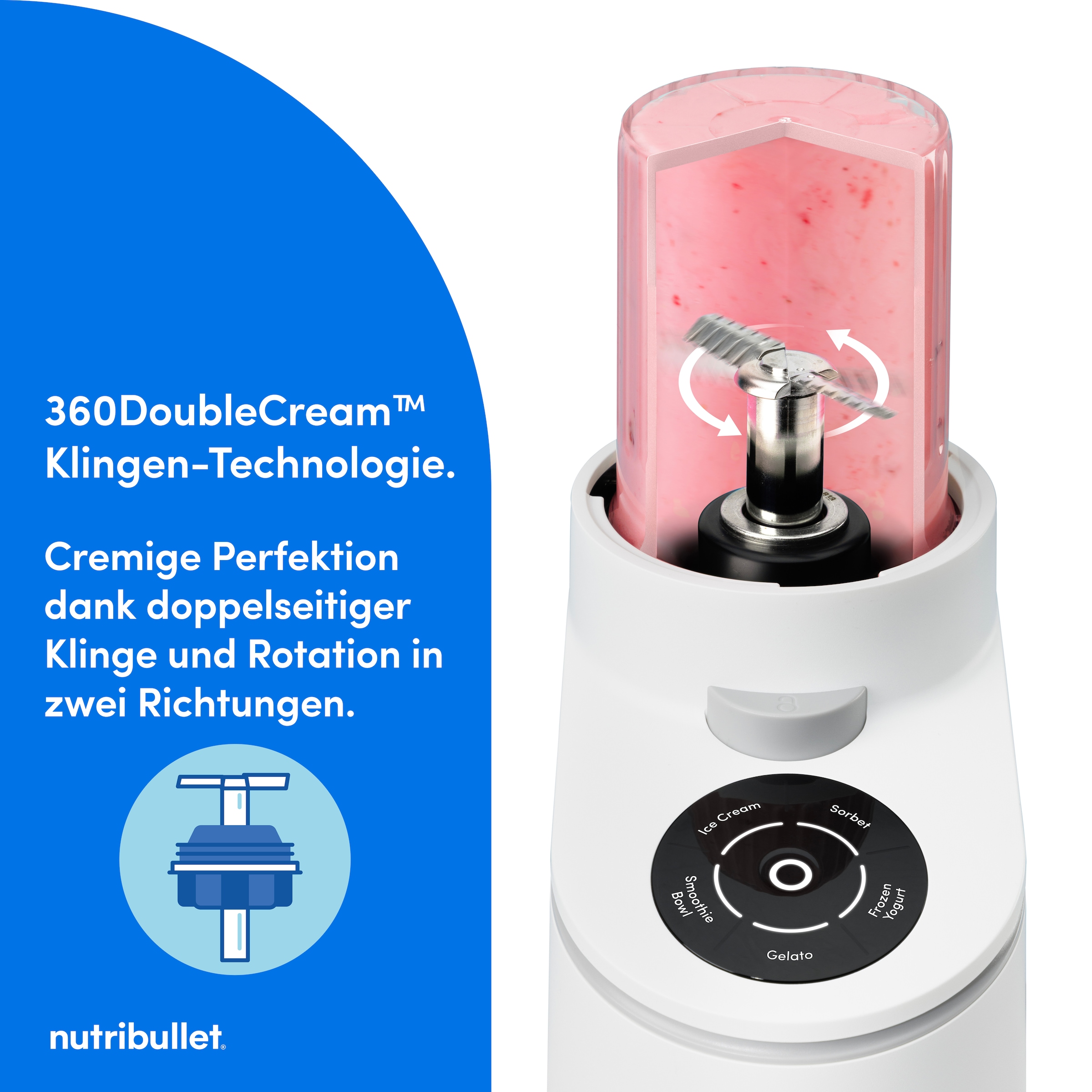 nutribullet Eismaschine »nutribullet Chill, 5 Programme, 3 Behälter (NBD0503W)« 500 W Eis, Gelato, Sorbet, Smoothie Bowl, Frozen Yoghurt