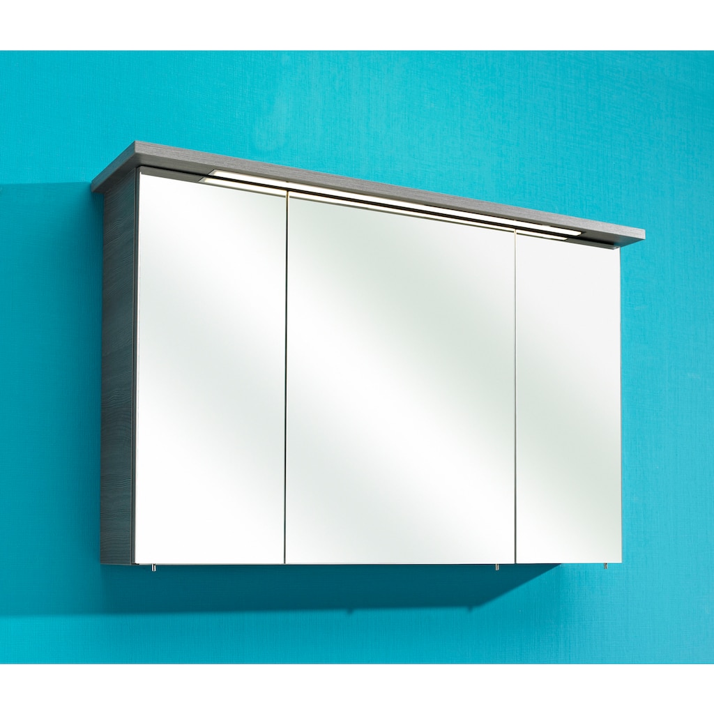 Saphir Spiegelschrank »Quickset 328 Badezimmer Spiegelschrank inkl. LED-Beleuchtung, 620LM«, 115 cm breit, Graphit Struktur quer Nachbildung, inkl. Türdämpfer