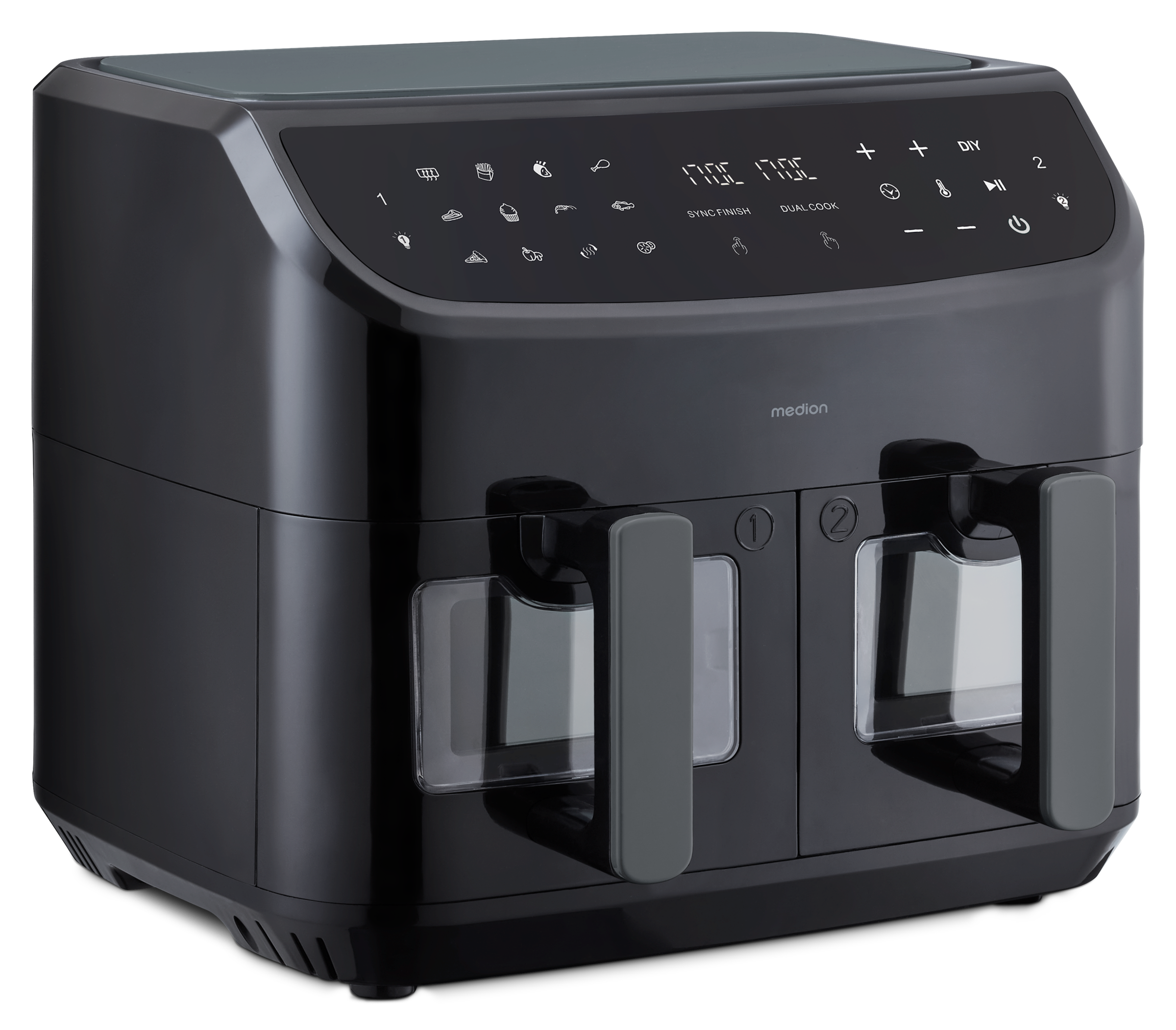 Medion® Heißluftfritteuse »MD 11760 P20XXL Twin«, 2400 W, Temperatur 50 - 200 °C, ILAG Beschichtung, Sync-Finish