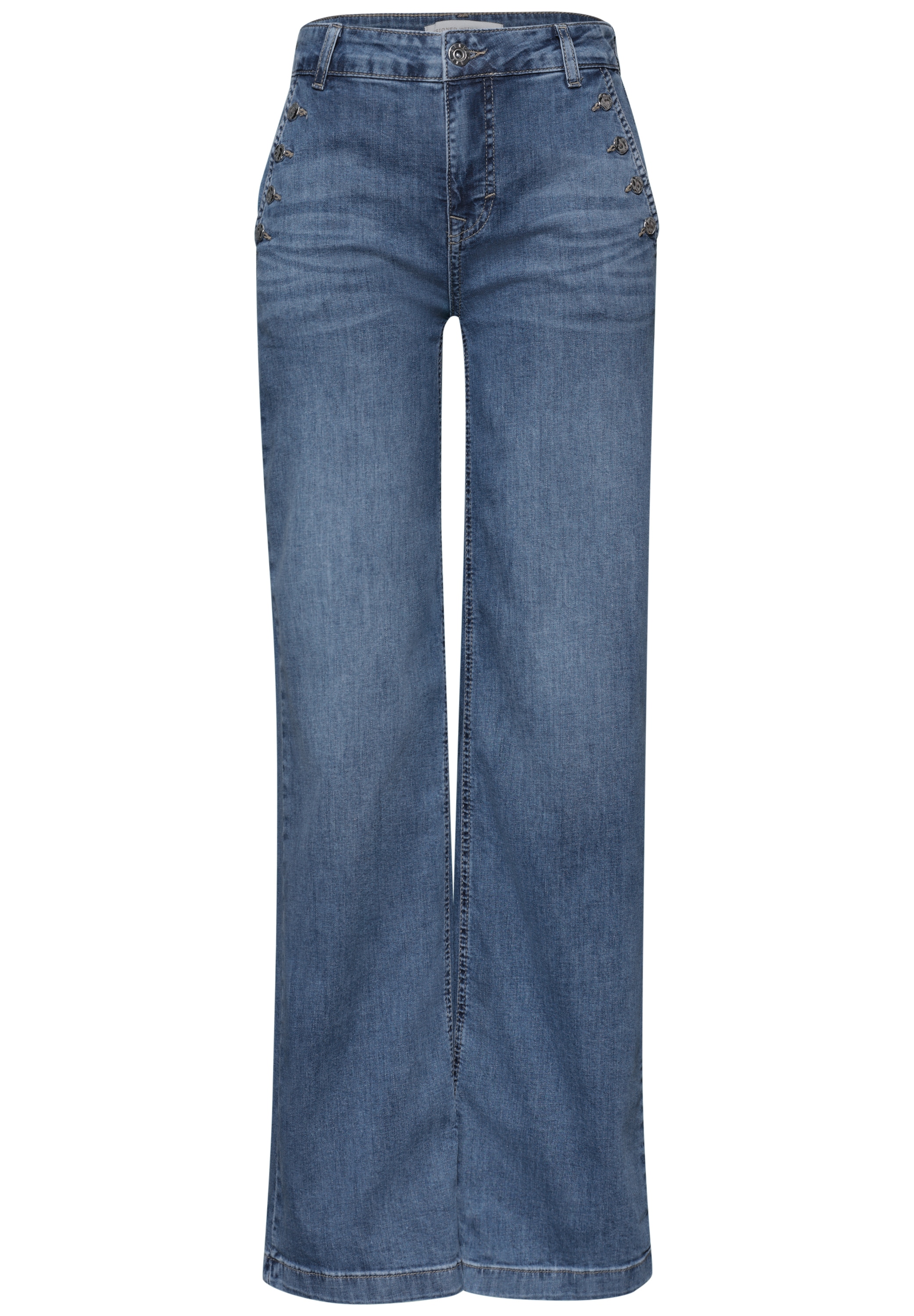 STREET ONE Weite Jeans »Style Emee« weites Bein, mit Knopfdetails