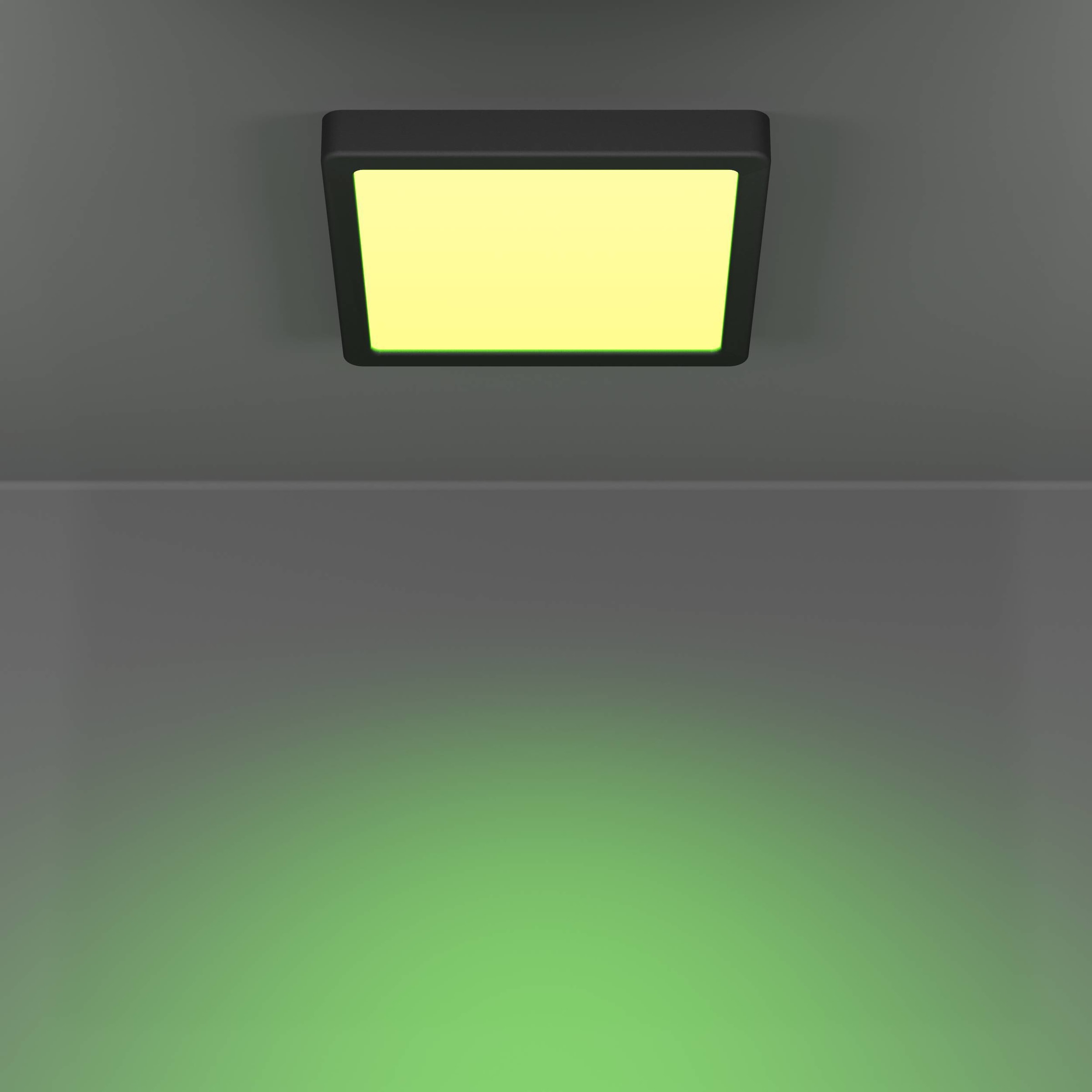 EGLO Aufbauleuchte »Fueva 6-Z Deckenlampe, ZigBee, App und Sprachsteuerung, Badlampe, IP44« LED-Modul 1 Stk. Kaltweiß | RGB Aufbauleuchte - L22 x B22 x H2,5 cm - schwarz - 10,5W inkl.