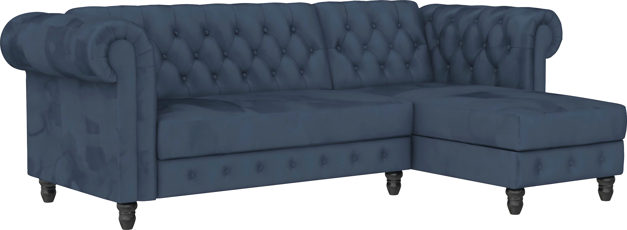 Dorel Home Ecksofa »Felix, L-Form, 241 cm (Liegefl.108x195 cm), Recamiere tauschbar,« verstellb. Rückenlehne, Bett-Funktion, Velours, Kunstleder, Vintage