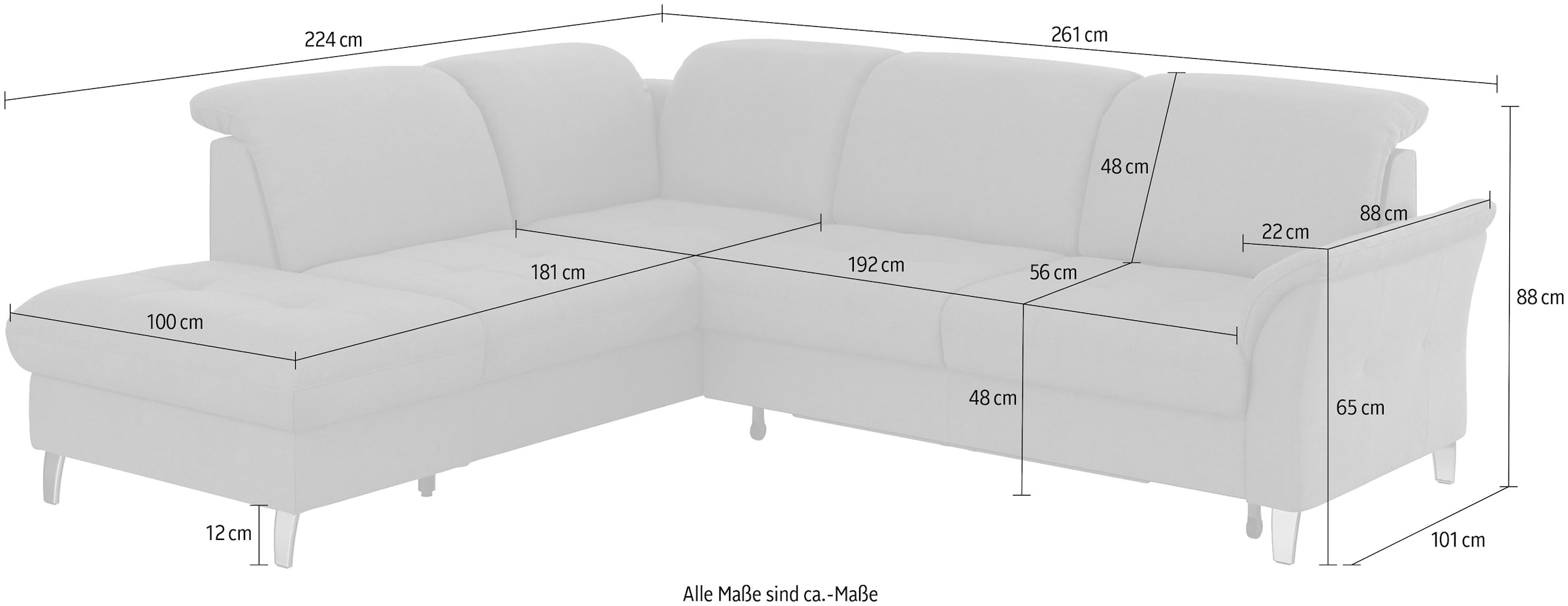 sit&more Ecksofa »Maggiore L-Form«, wahlweise mit Kopfteilverstellung, Bettfunktion und Stauraum