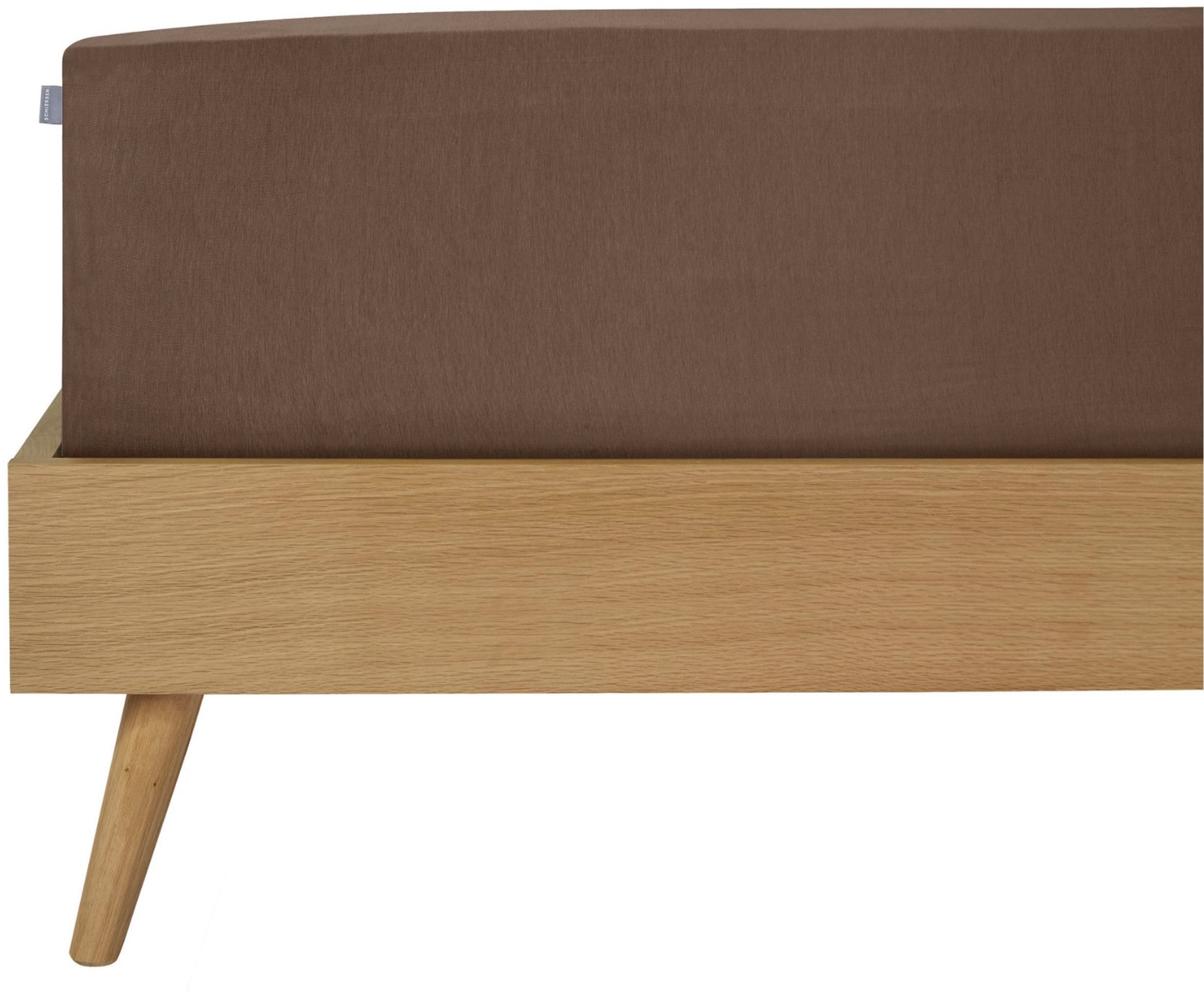 Schiesser Spannbettlaken »Finni aus wärmender Baumwolle« für Matratzen bis zu 18 cm Höhe in braun, Größe 180x200 18