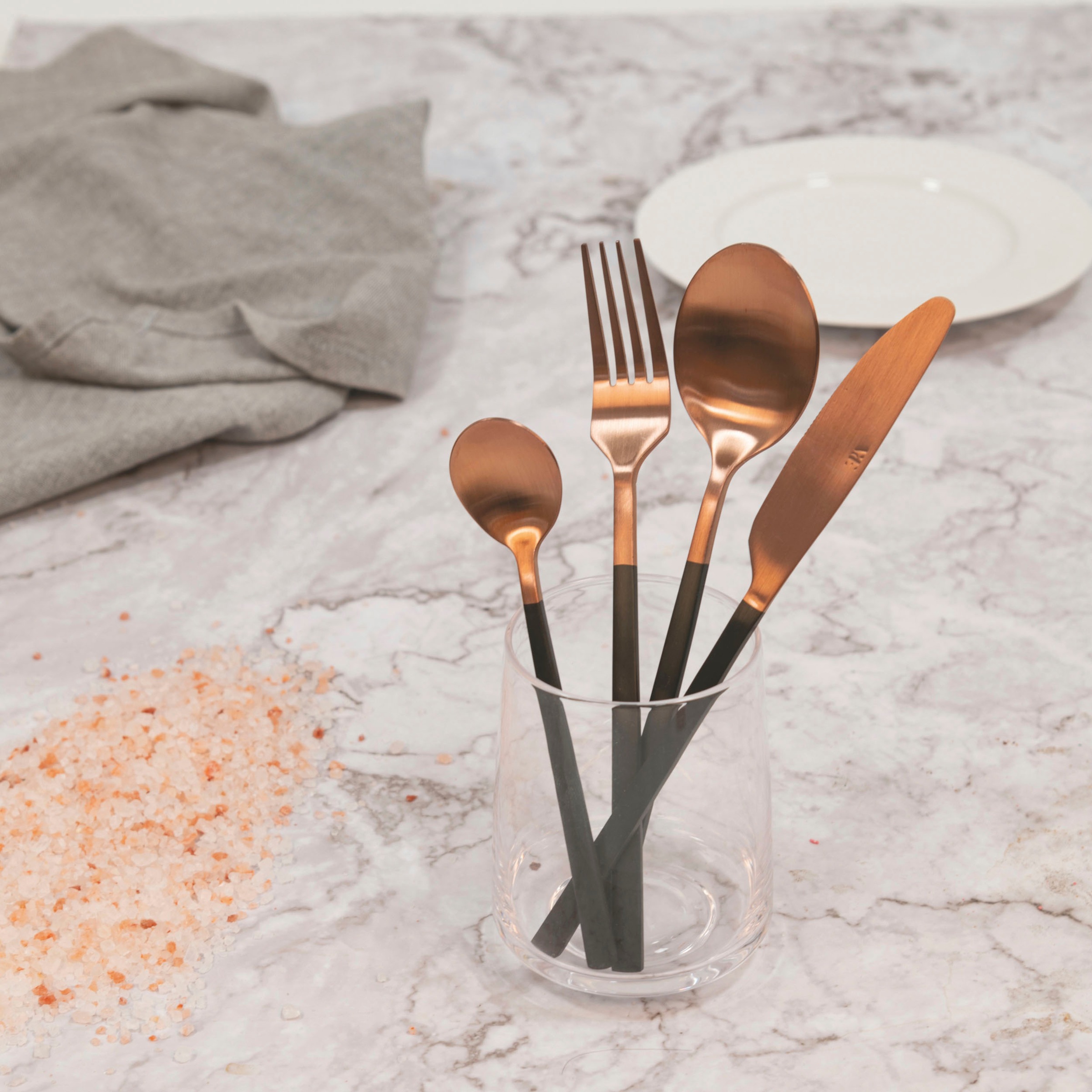 Villa d'Este Besteck-Set »Stylo Duo satiniert«, (Set, 24 tlg.), Essbesteck-Set, satiniert