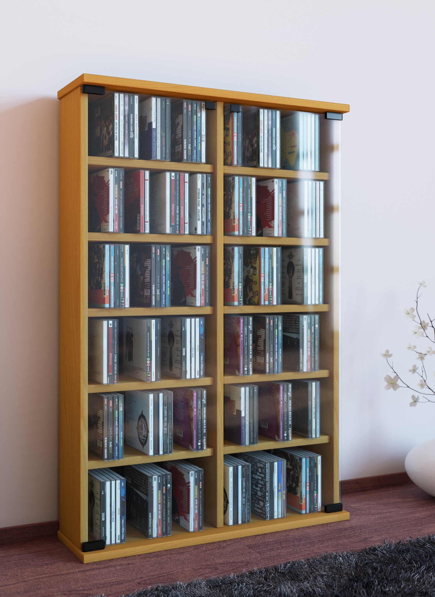 VCM Media-Regal »Holz CD DVD Stand Regal Schrank Roma Glastür«