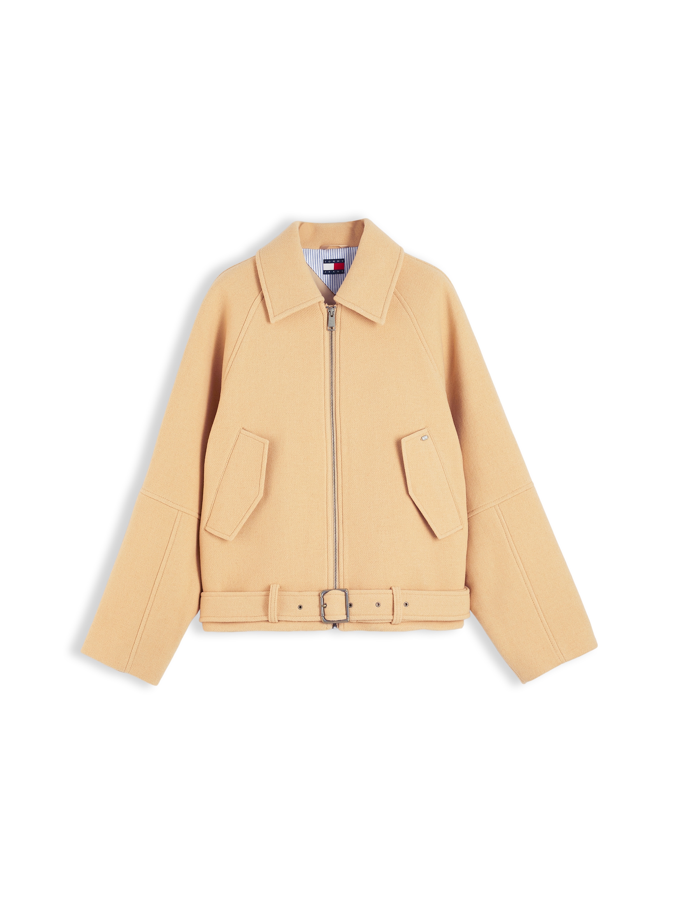 Tommy Jeans Kurzjacke »TJW ZIP THRU WOOL JACKET« Materialmix, mit Wolle