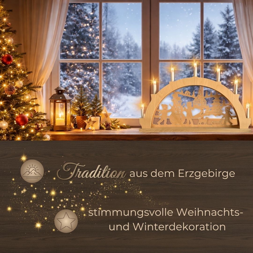 Weigla Schwibbogen »Wintergruß aus Seiffen, Lichterbogen aus Holz, NATUR«