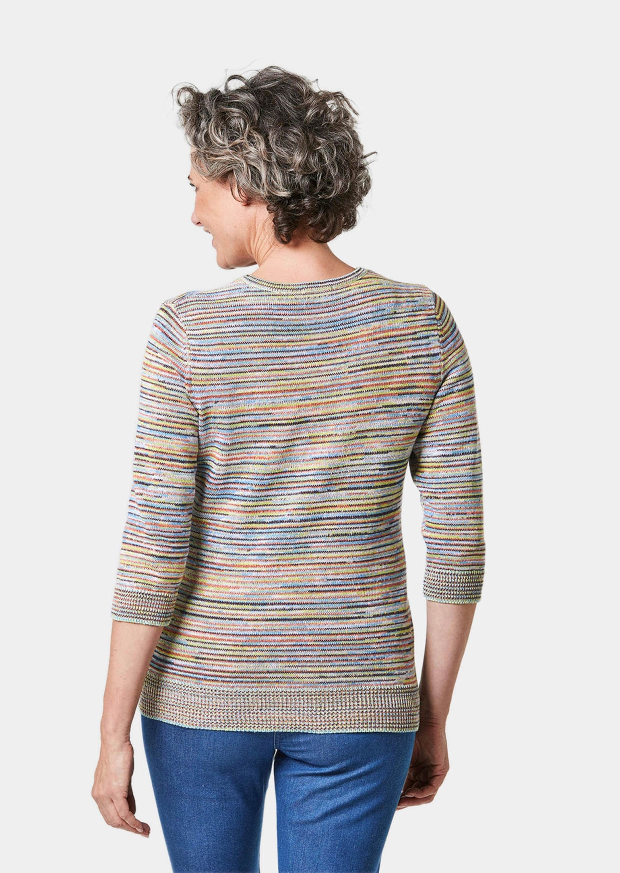 GOLDNER Rundhalspullover »Kurzgröße Kombistarker Multicolor-Ringelpullover«