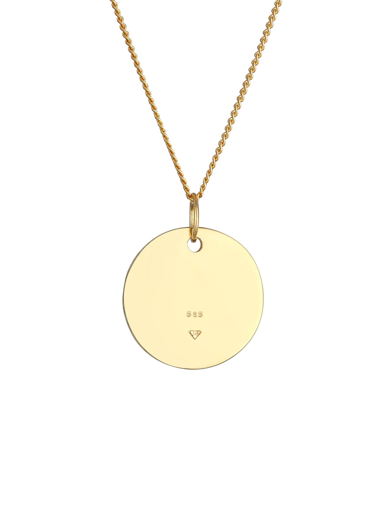 Elli Premium Kette mit Anhänger »Halskette Anhänger Plättchen Kreis 585 Gelbgold«