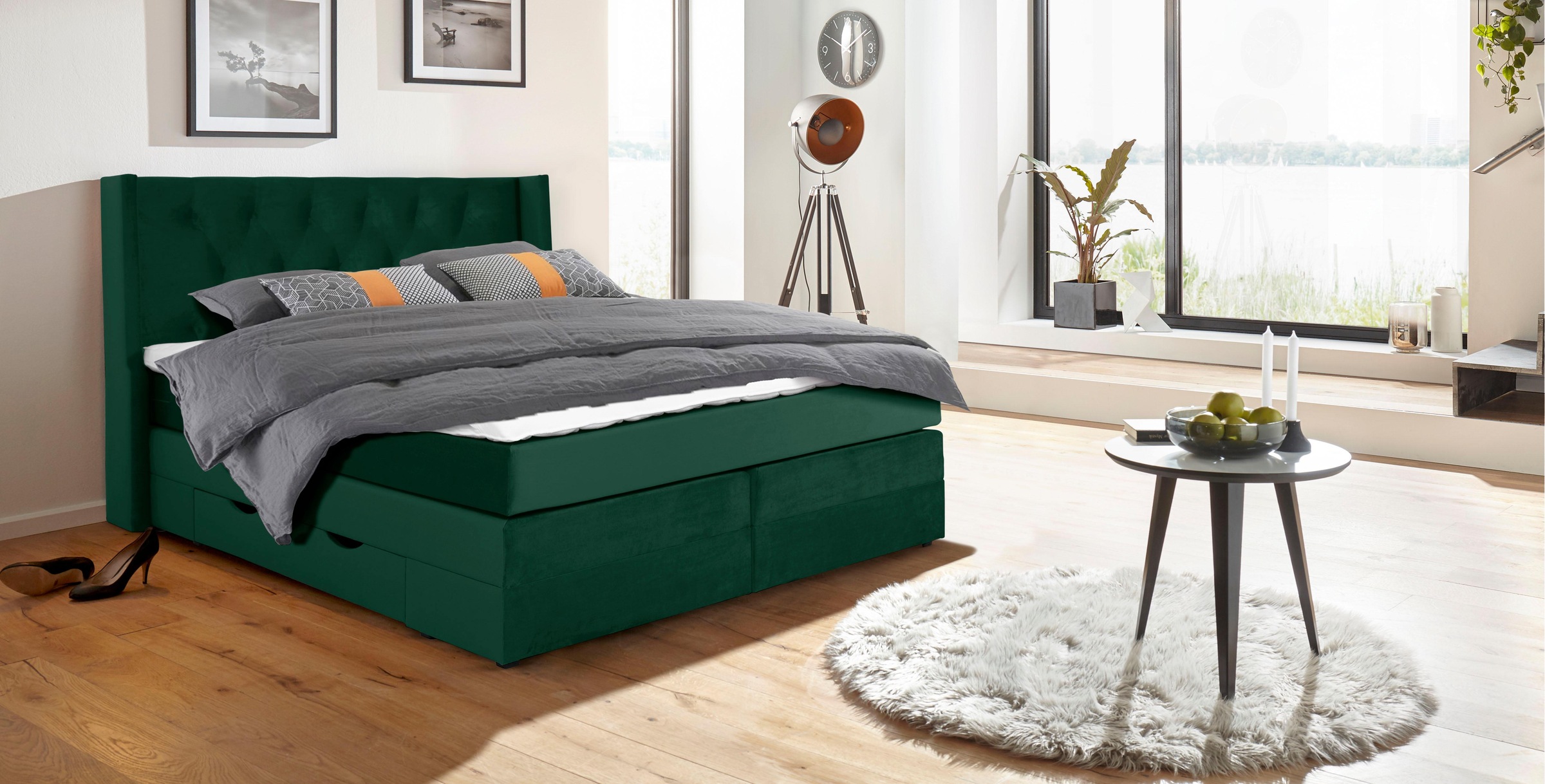 Boxspringbett »Elegance«, mit schöner Knopfheftung, in den Härtegraden H2 & H3, inkl....