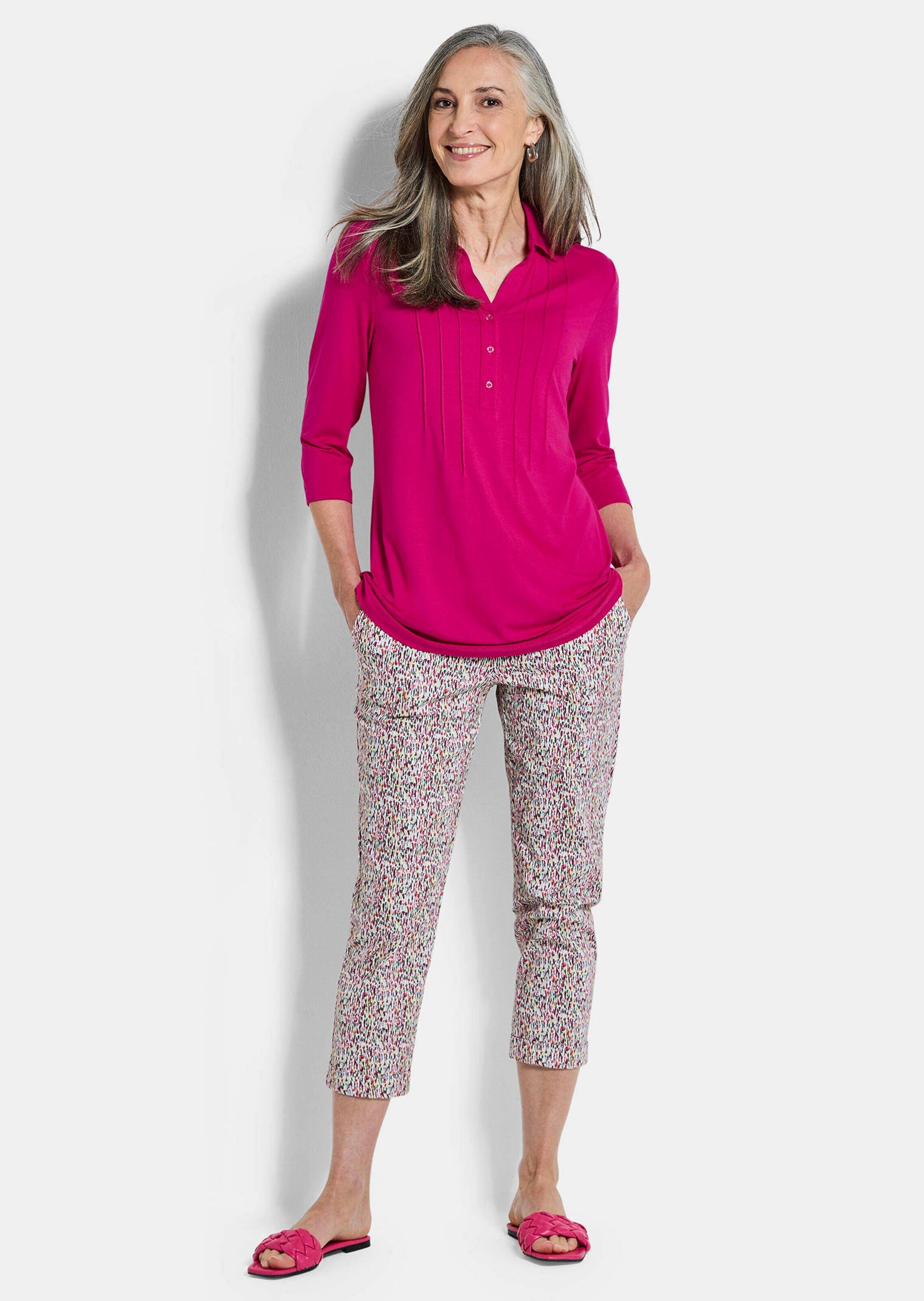 GOLDNER Tunika »Kurzgröße Tunikashirt aus Jersey mit Biesen«