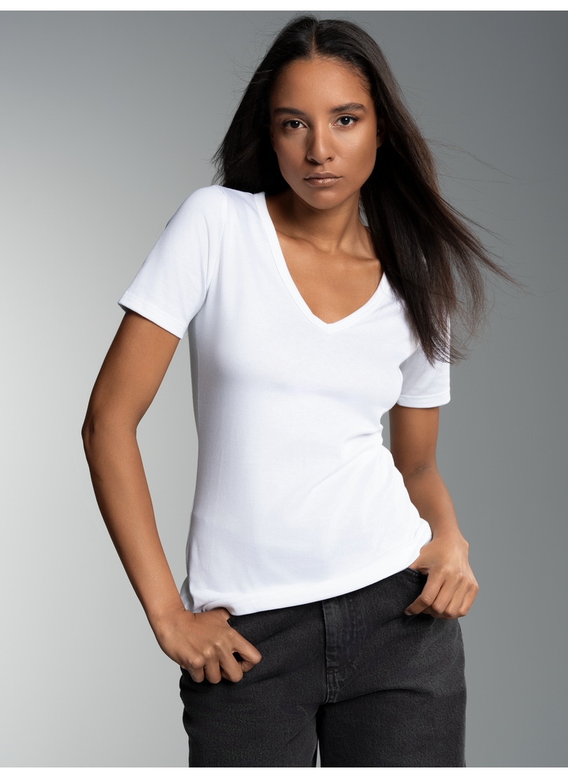Trigema T-Shirt »TRIGEMA V-Shirt aus Baumwolle/Elastan«, (1 tlg.)
