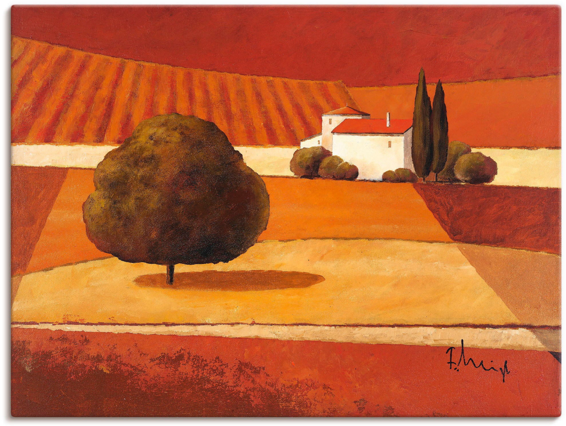 Artland Wandbild »Mediterrane Kornfelder III«, Felder, (1 St.), in vielen Größen & Produktarten -Leinwandbild, Poster, Wandaufkleber / Wandtattoo auch für Badezimmer geeignet