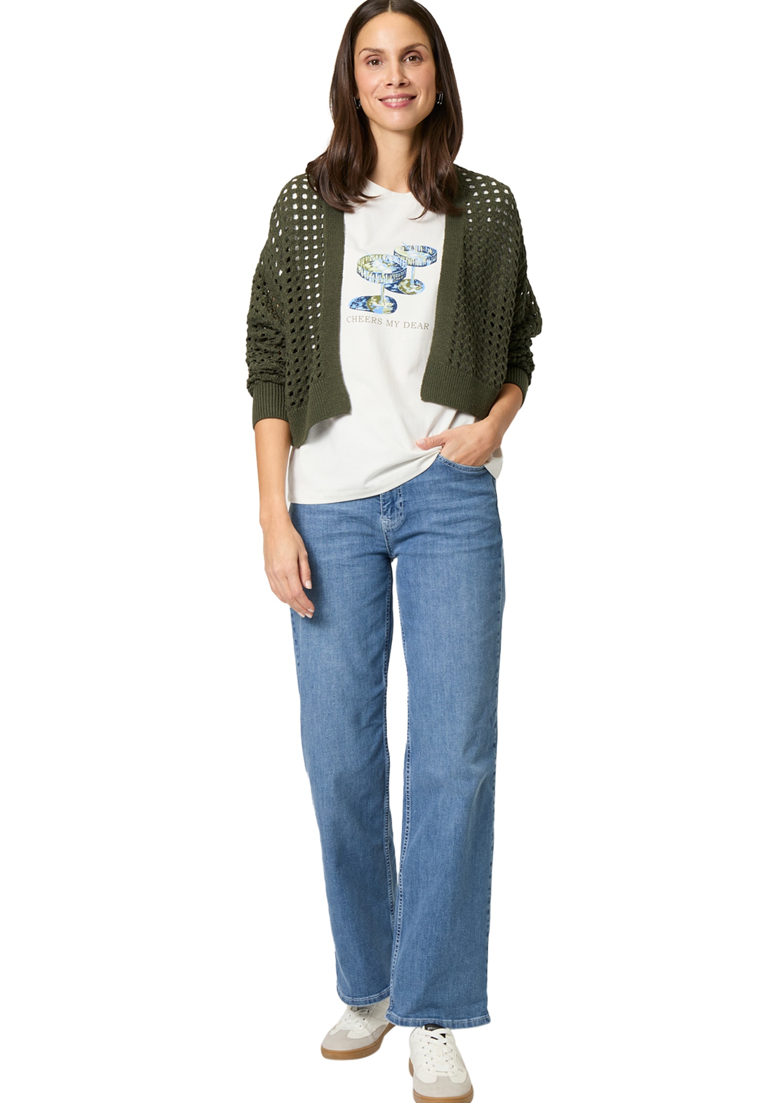 Zero Strickjacke »Strickjacke mit Lochmuster«