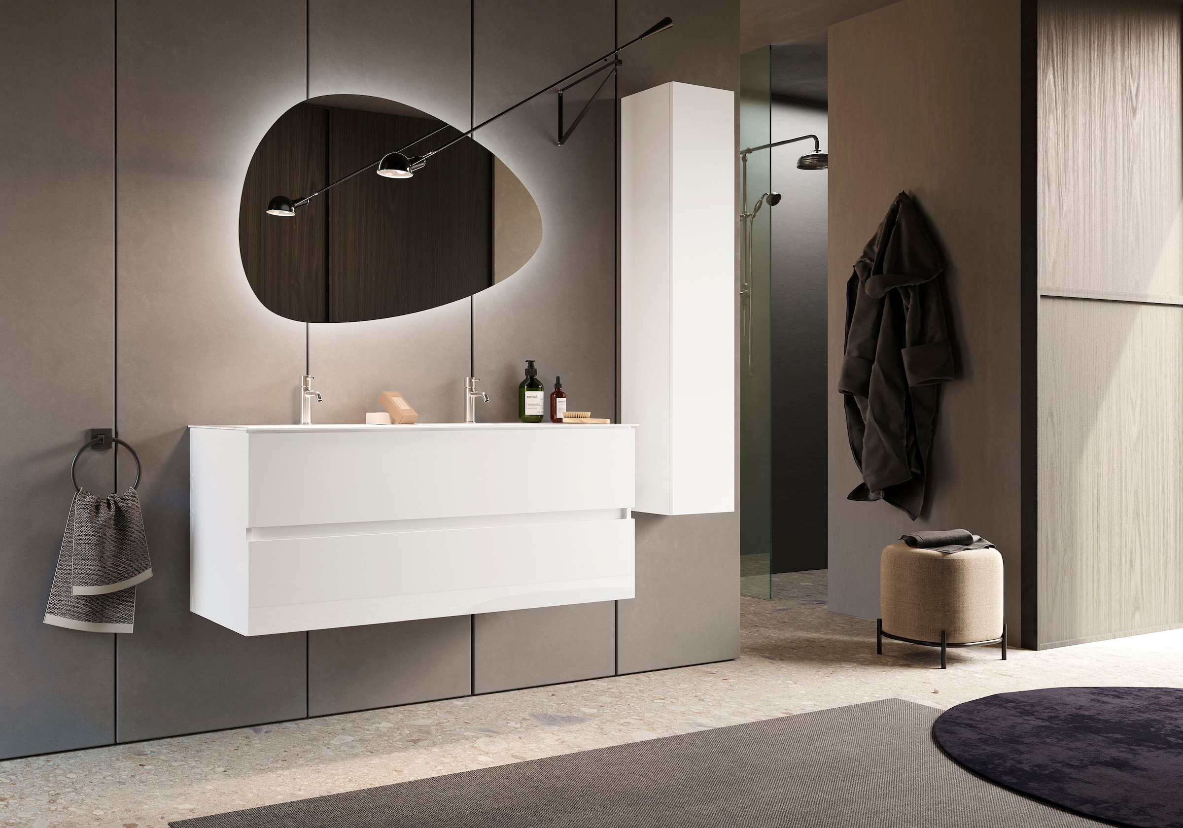welltime Hängeschrank »Start, 1 Tür, Höhe 138 cm,«, Breite 26 cm, Bad, Flur in Weiß Hochglanz Lack
