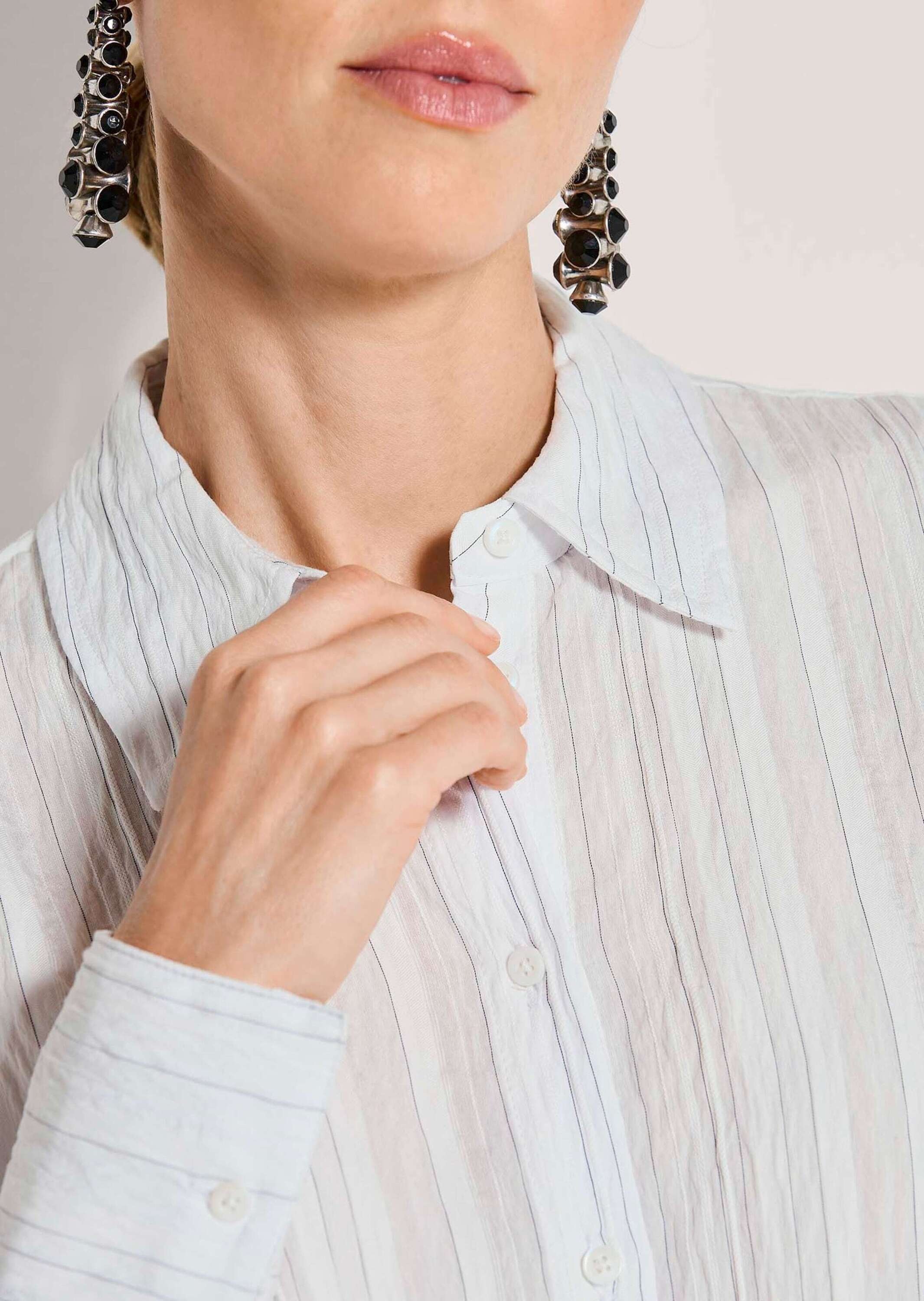 MADELEINE Hemdbluse »Hemdbluse Viskosebluse mit Streifenmuster« Hemdbluse mut Rückepasse