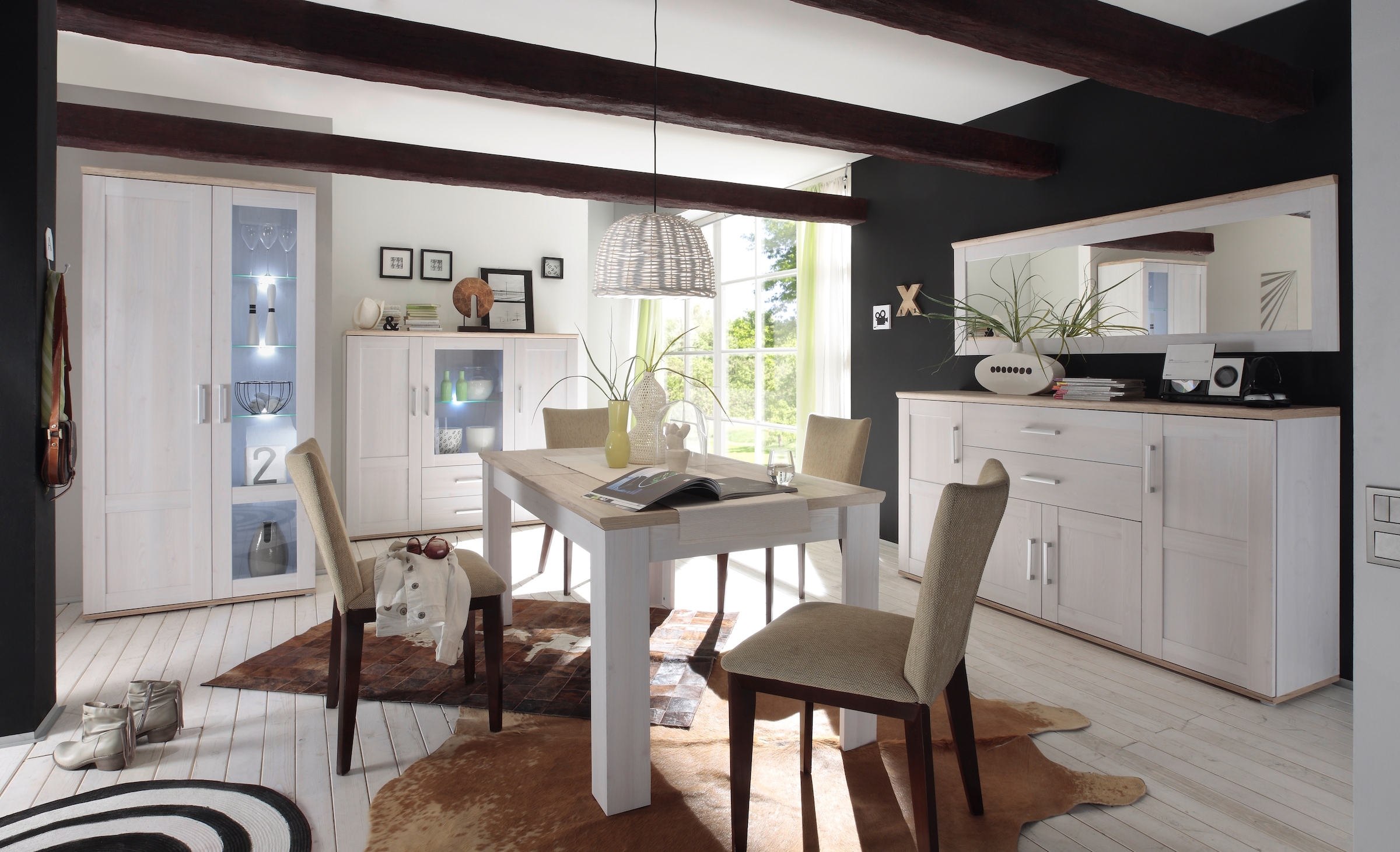 HBZ Spiegel »Romance Landhaustil, BxHxT 96x92x4 cm«, (1 St.), Absetzung in Eiche San Remo hell