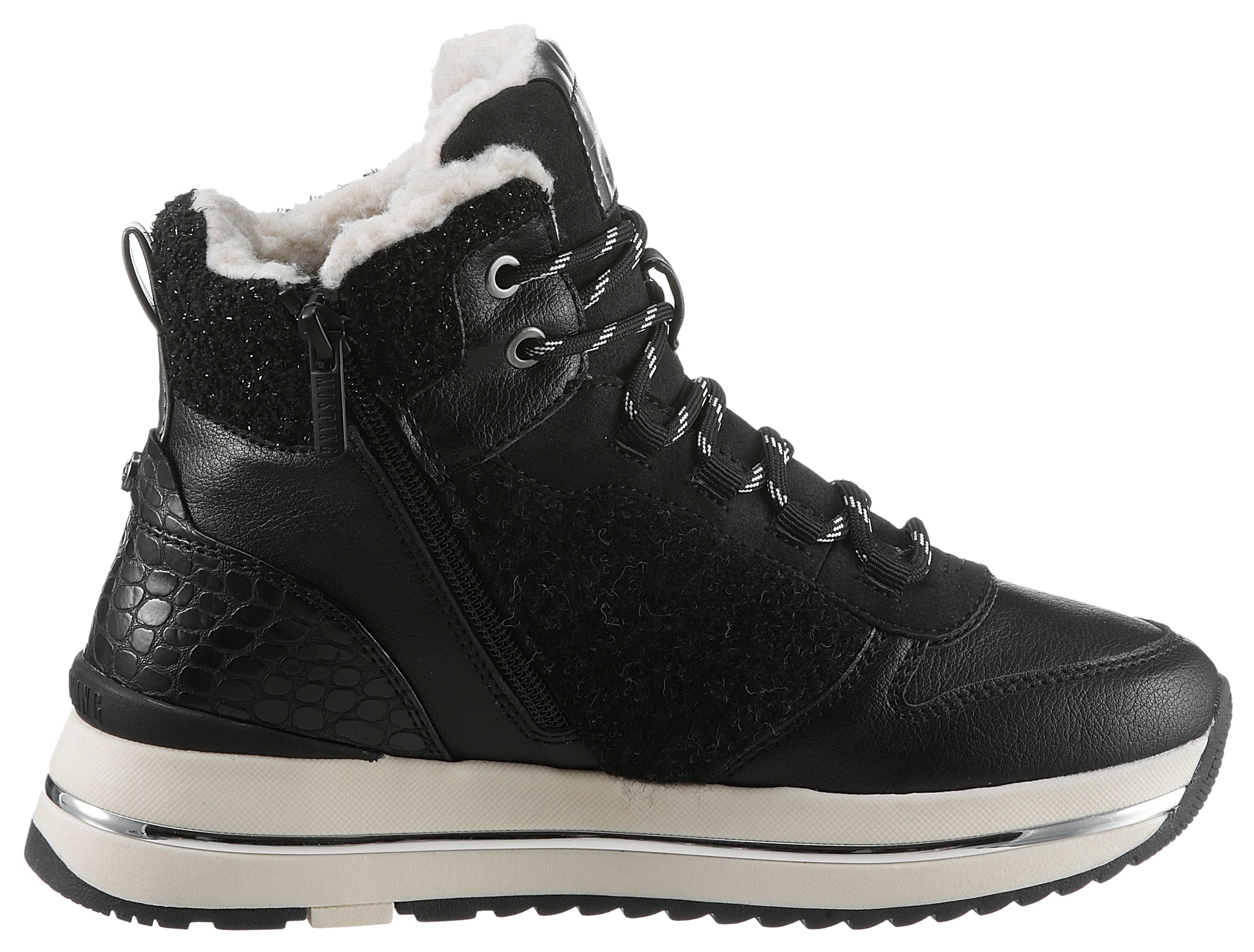 Mustang Shoes Winterboots, mit Besatz in Kroko-Optik