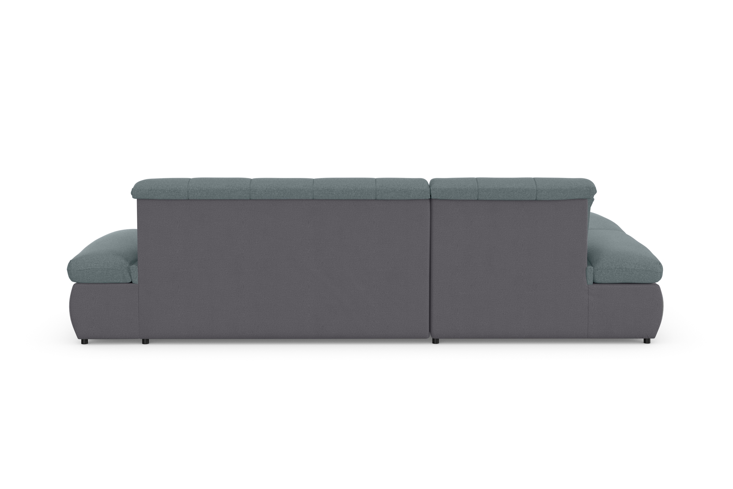DOMO collection Ecksofa »Moric, L-Form, XXL-Sofa - Breite 300cm«, wahlweise mit Bettfunktion und Armteilverstellung, grau-eisblau