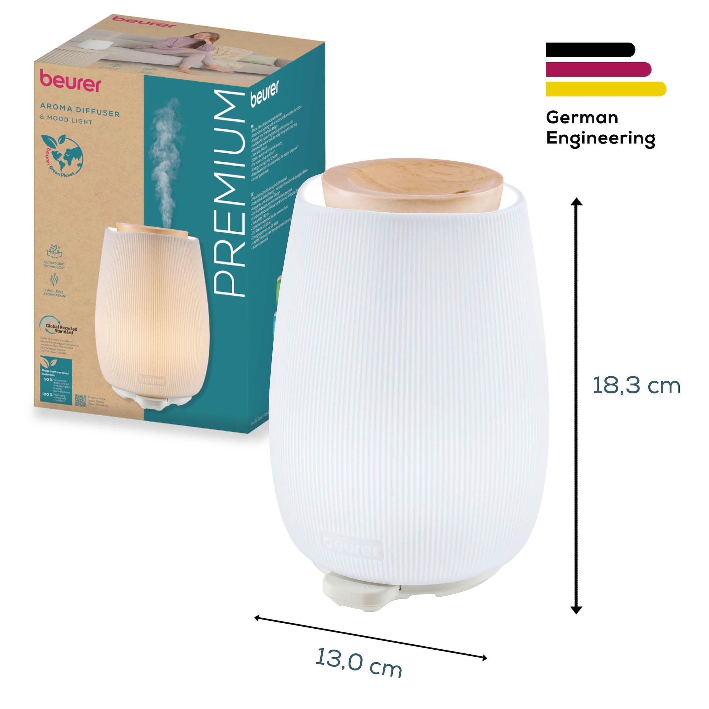 BEURER Diffuser »LA 45 Aroma Diffuser mit zweistufiger Vernebelung« 0,14 l Wassertank Elegantes Design, zur Raumbeduftung mit Aromaölen geeignet