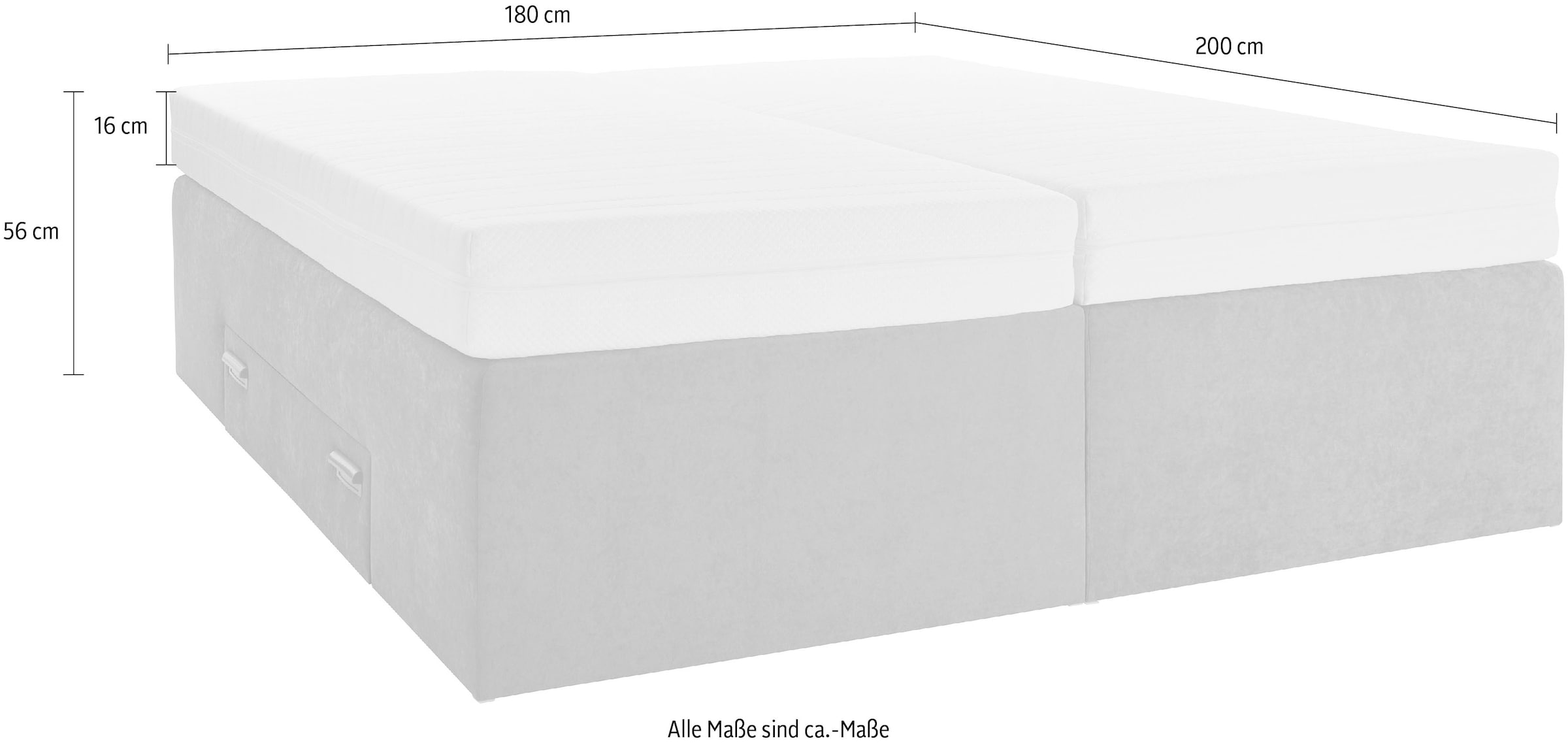 Westfalia Schlafkomfort Boxspringbett, mit integrierter Schublade, frei im Raum stellbar