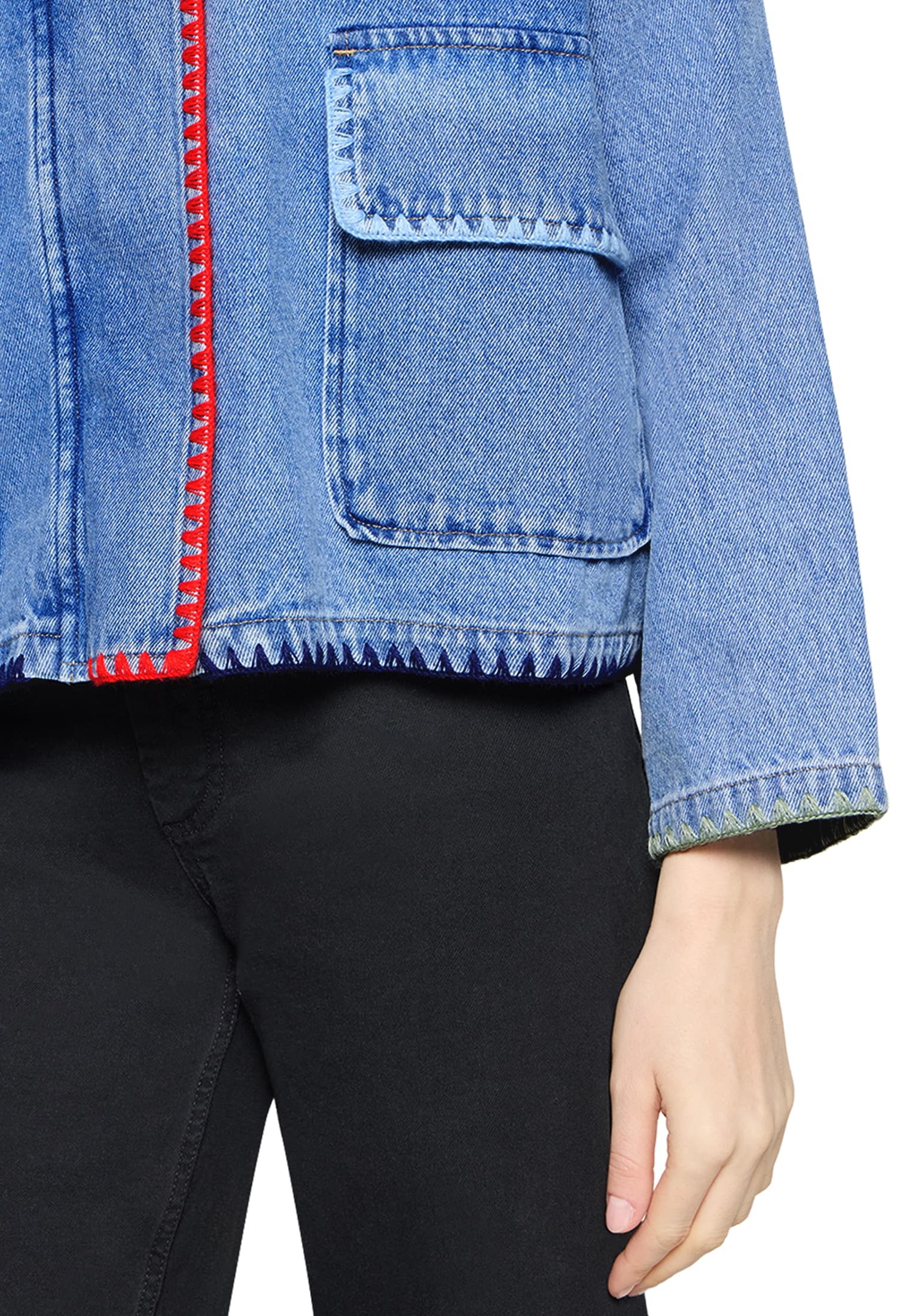 Amber & June Jeansjacke »Jeansjacke mit aufgesetzten Taschen«
