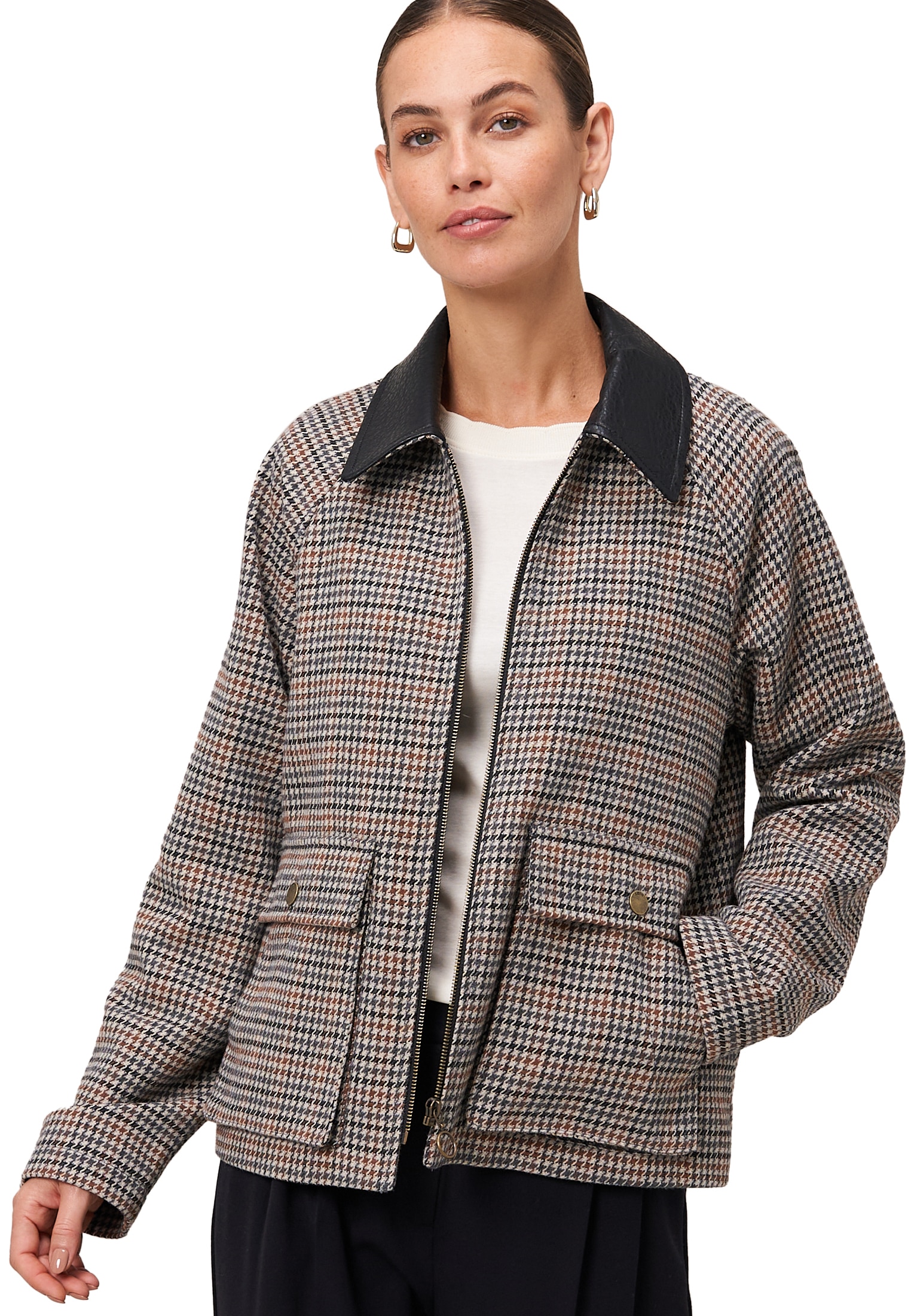 Zero Outdoorjacke »Jacke kariert mit Klappentaschen«