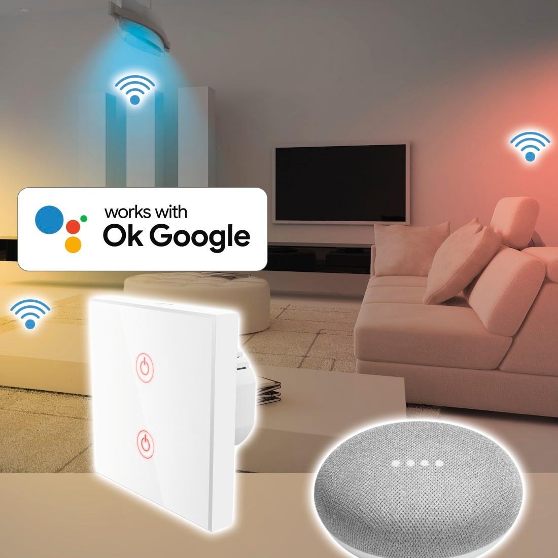 Xavax Smarter Lichtschalter »WiFi unterputz Wandschalter/Lichtschalter mit Alexa-/Google-Steuerung«