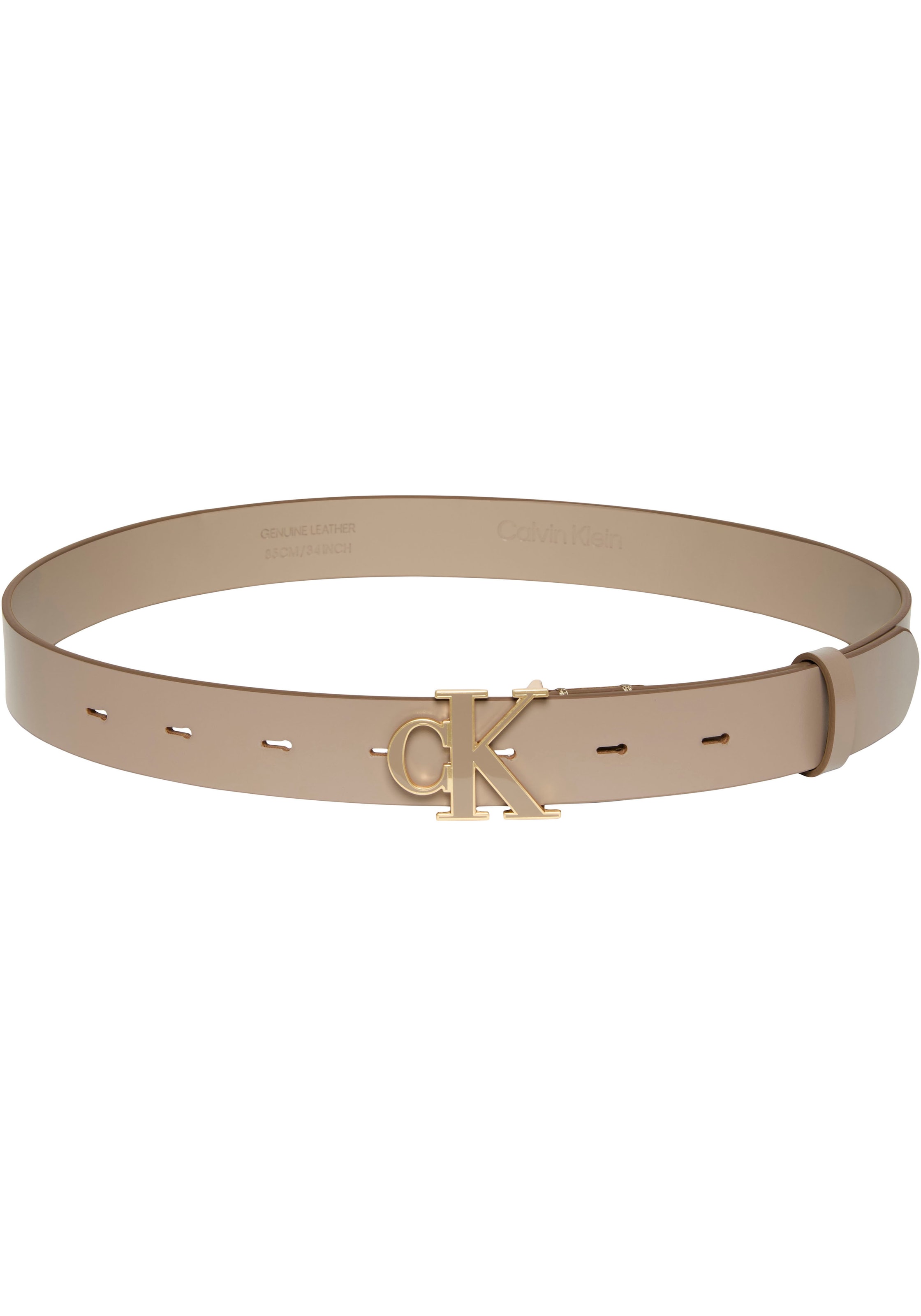 Calvin Klein Ledergürtel »ROUND CK BUCKLE 30MM BELT INLAY« Größenverstellbar mit Metallschließe