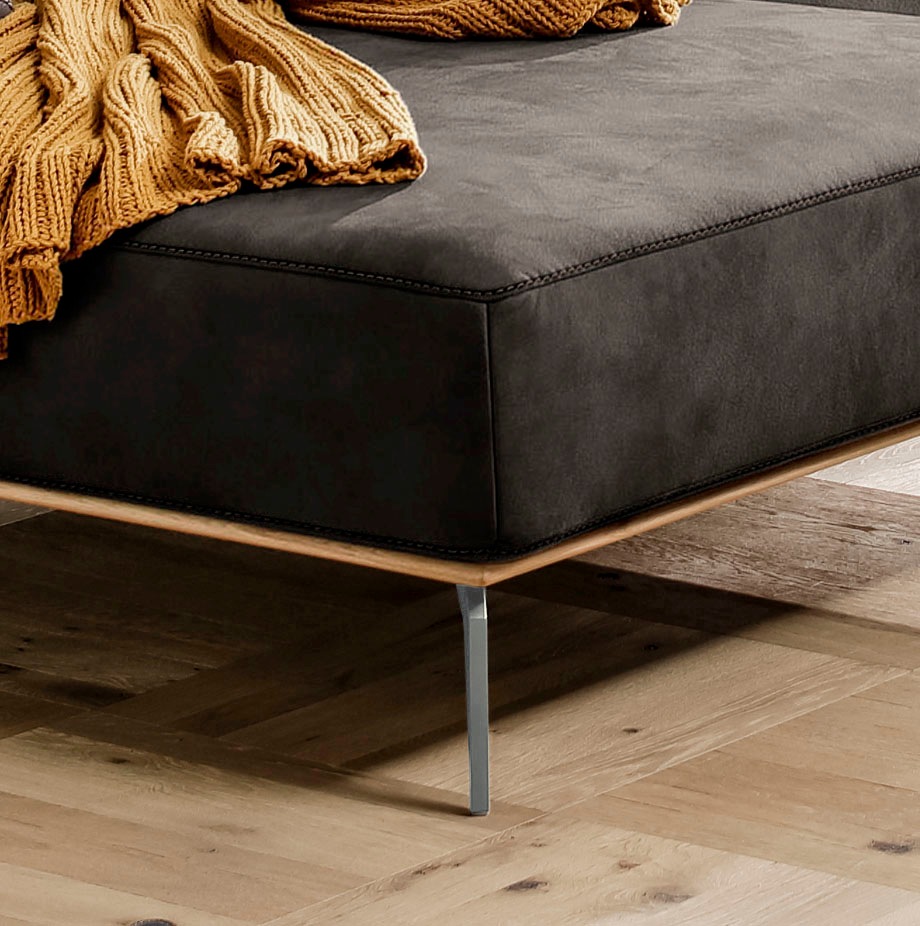 W.SCHILLIG Ecksofa »run, Designsofa mit tollem Sitzkomfort, bequem, L-Form«, mit elegantem Holzsockel, Füße in Silber matt, Breite 299 cm