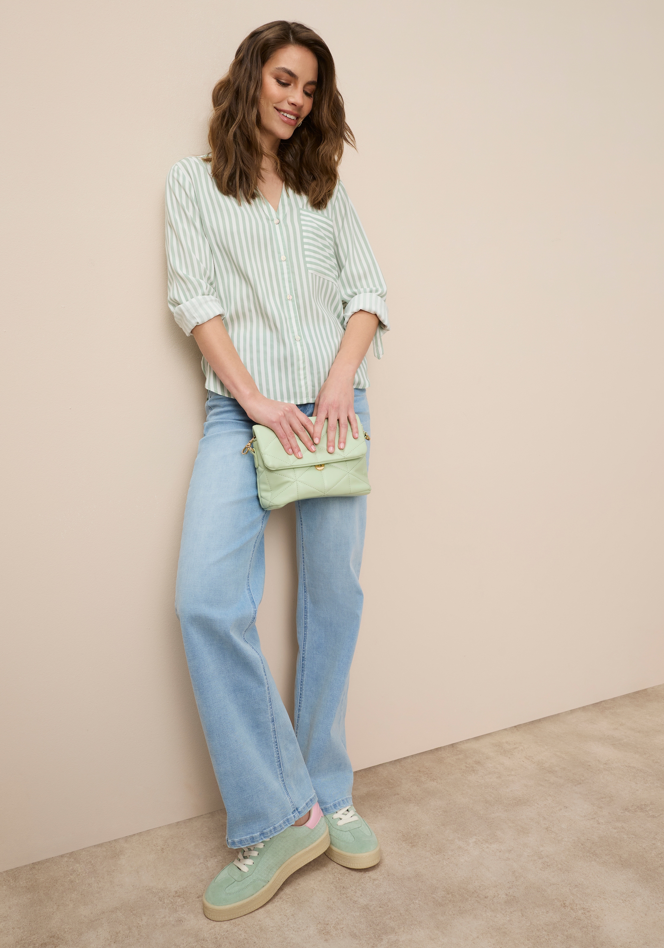 Tamaris Hemdbluse mit Krempelärmeln und lässigem Schnitt