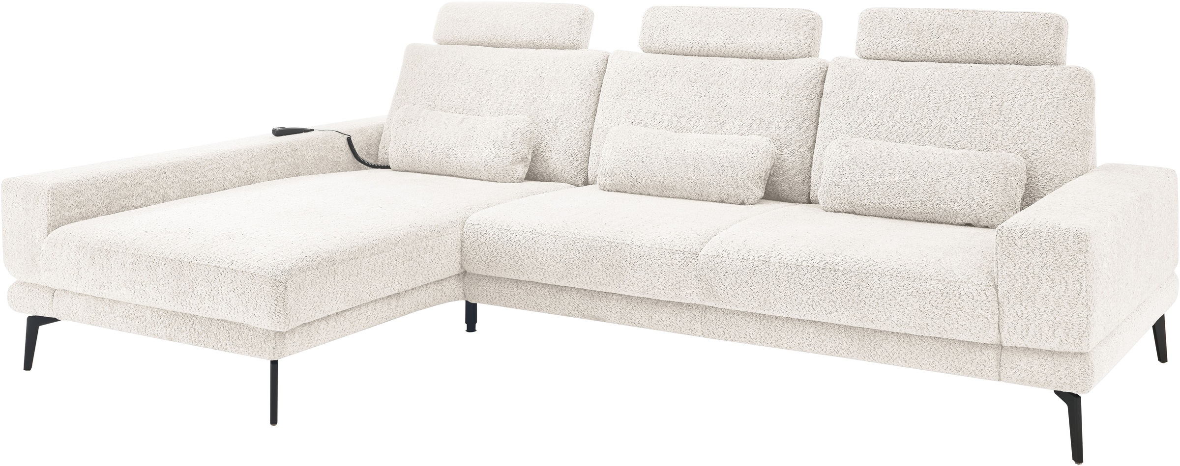 set one by Musterring Ecksofa »SO 3600, inkl motor. Sitztiefenverstellung, Kopfstützen, Nierenkissen«, Sitzhöhe 44 cm, Federkern, Breite 293 x Tiefe 180 cm, Kama natur
