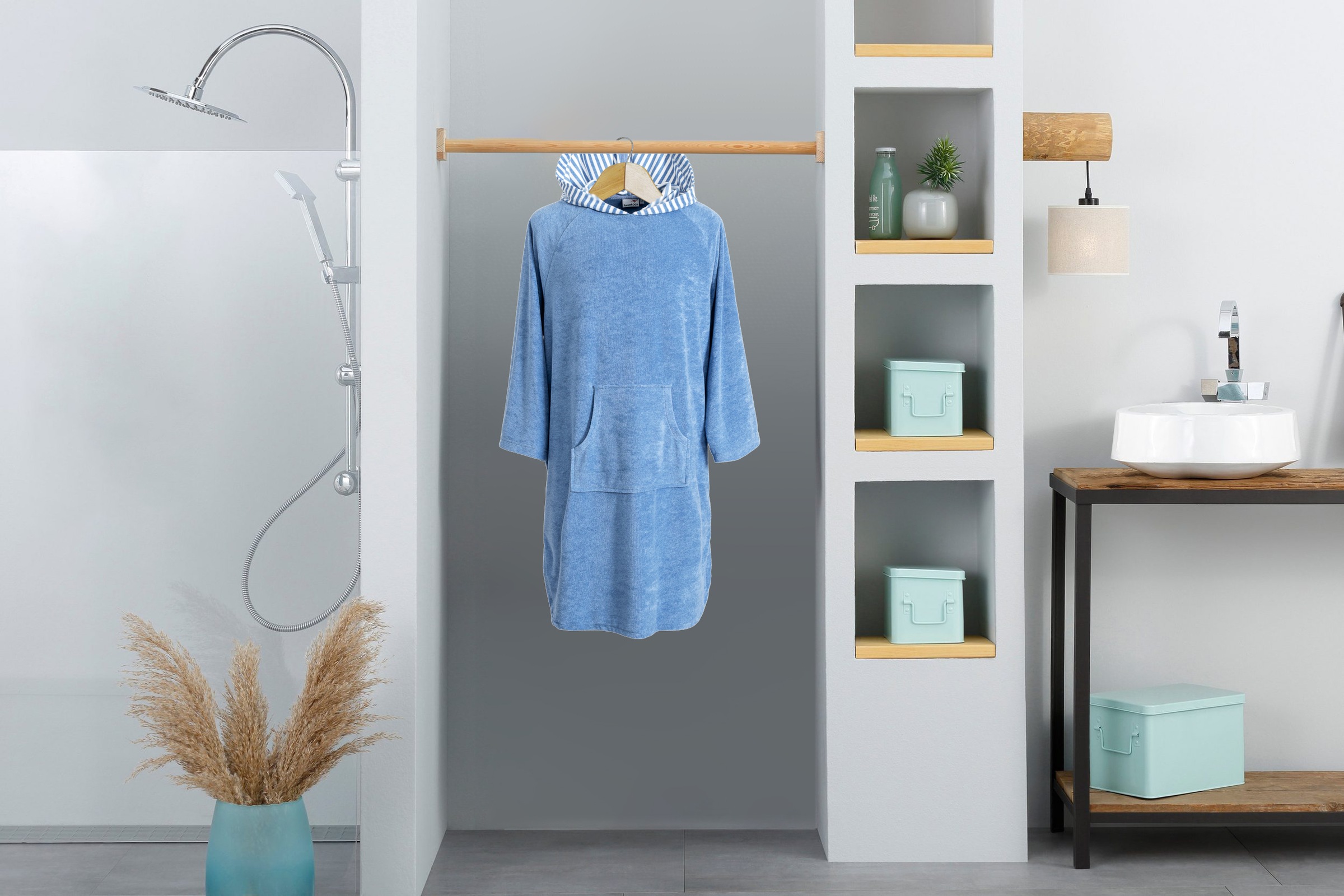 KangaROOS Badeponcho »Dalia Surfponcho, ideal für Sauna, Spa & im Urlaub« 1 Stk. weich, Uni-Farben mit Streifen, leicht, Unisex, für Damen und Herren