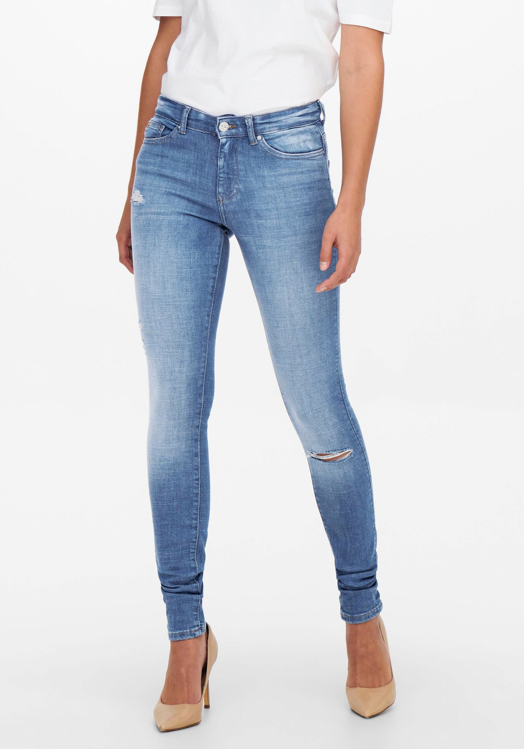 Only Skinny-fit-Jeans »ONLANNE K LIFE MID SK DT DNM AGI387«