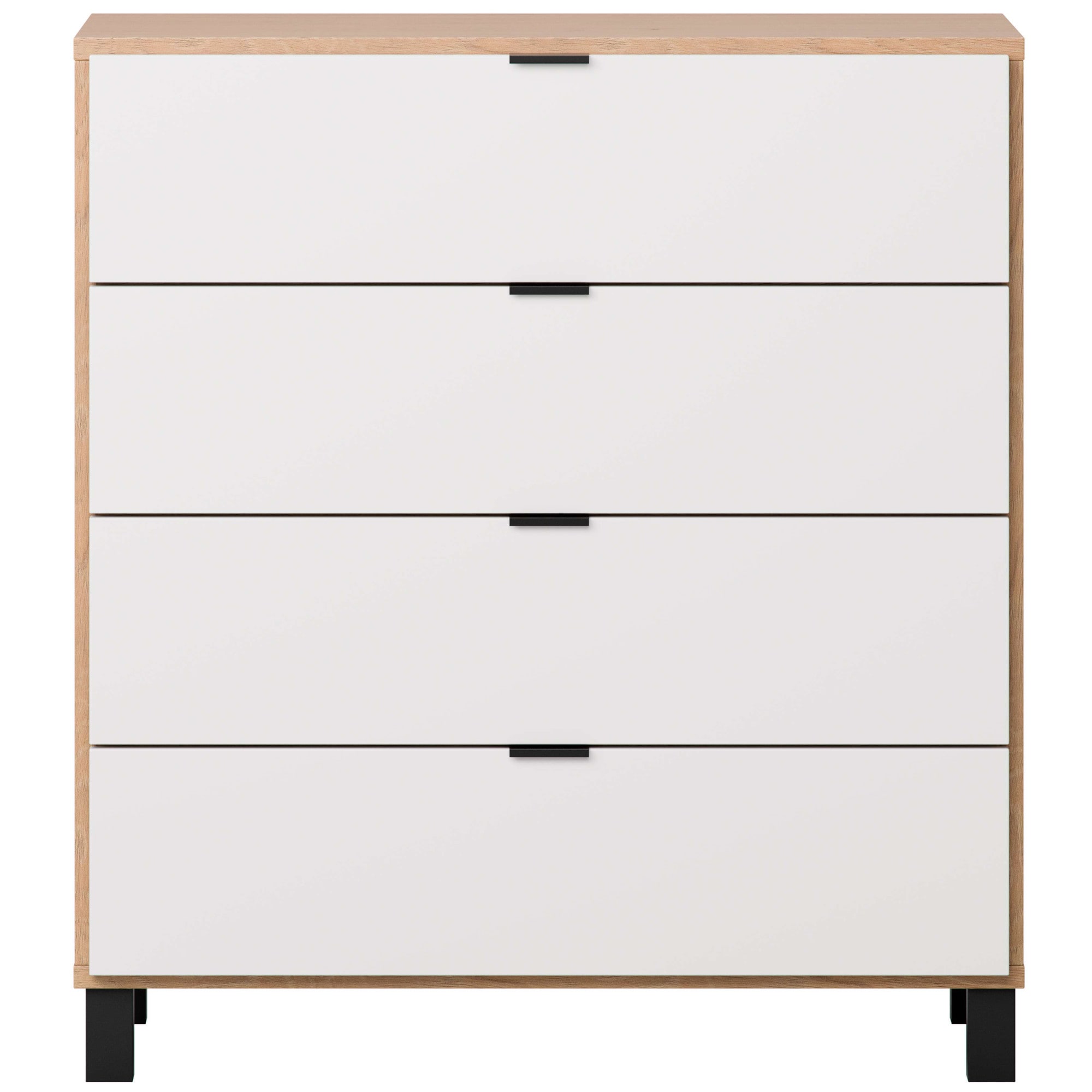 VOX Kommode »SIMPLE Sideboard mit 4 Schubladen, Maße B/T/H: 90/47/94,5 cm« Soft-Close Function, mit schwarzen Metallgriffe