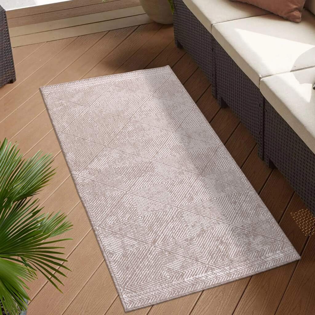 Carpet City Outdoorteppich »DUO RUG 5845«, rechteckig, 5 mm Höhe, Wendeteppich Wetterfest In- & Outdoor, Balkon, Terrasse, Wohnzimmer