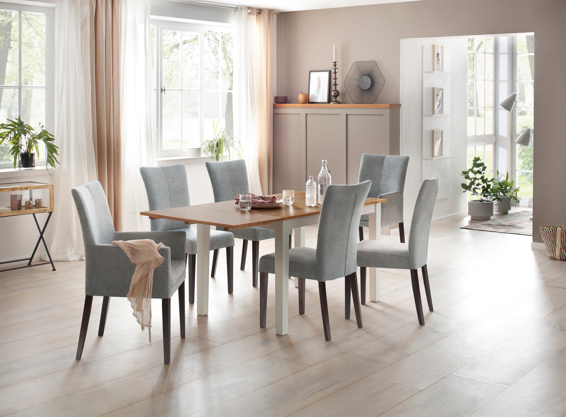 Home affaire 4-Fußstuhl »Aspen«, (Set), 2 St., Softstruktur, Beine aus massiver Buche, wengefarben lackiert