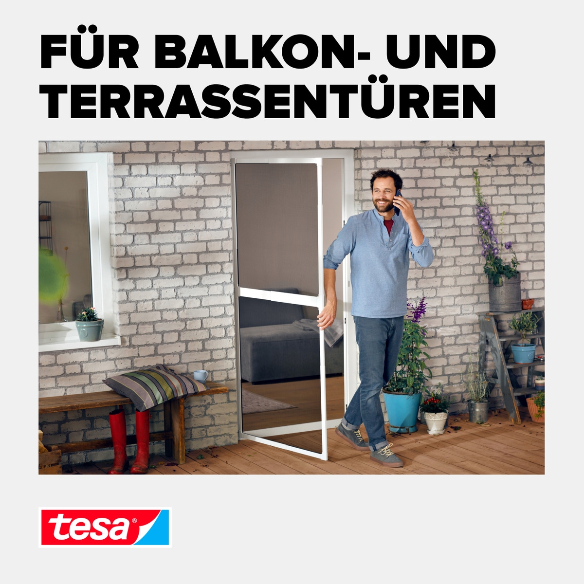 tesa Insektenschutz-Tür »Insect Stop Falt Adapter für Fliegengitter - Adapter-Set«, für Insektenschutz Balkontür / Terrassentür